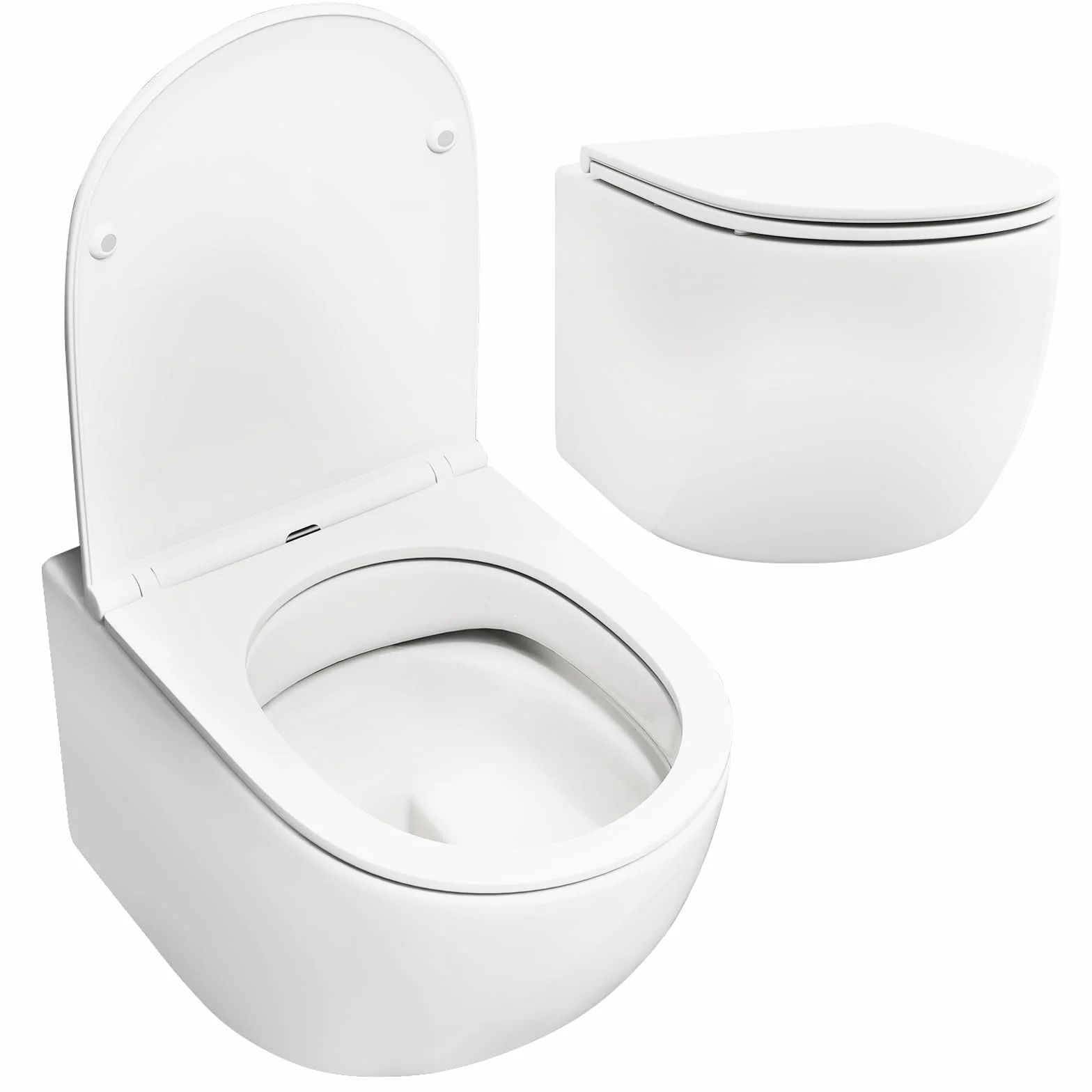 LIFEZEAL Inodoro Suspendido de Cerámica, Sanitarios de Pared con Tapa Extraíble y Cierre Lento, Sistema Doble Descarga Ahorro de Agua, Fácil Limpieza sin Bordes