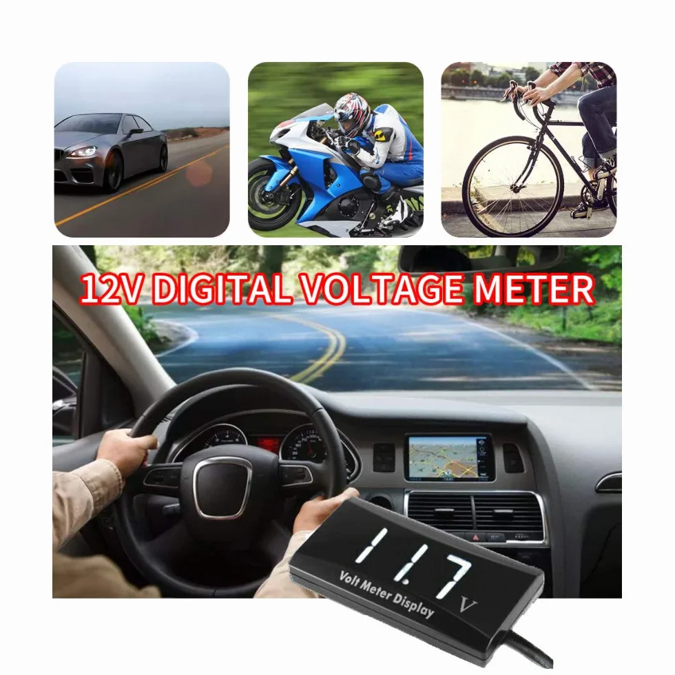Greluma Voltímetro Digital Impermeable 12V LED para Coche Motocicleta