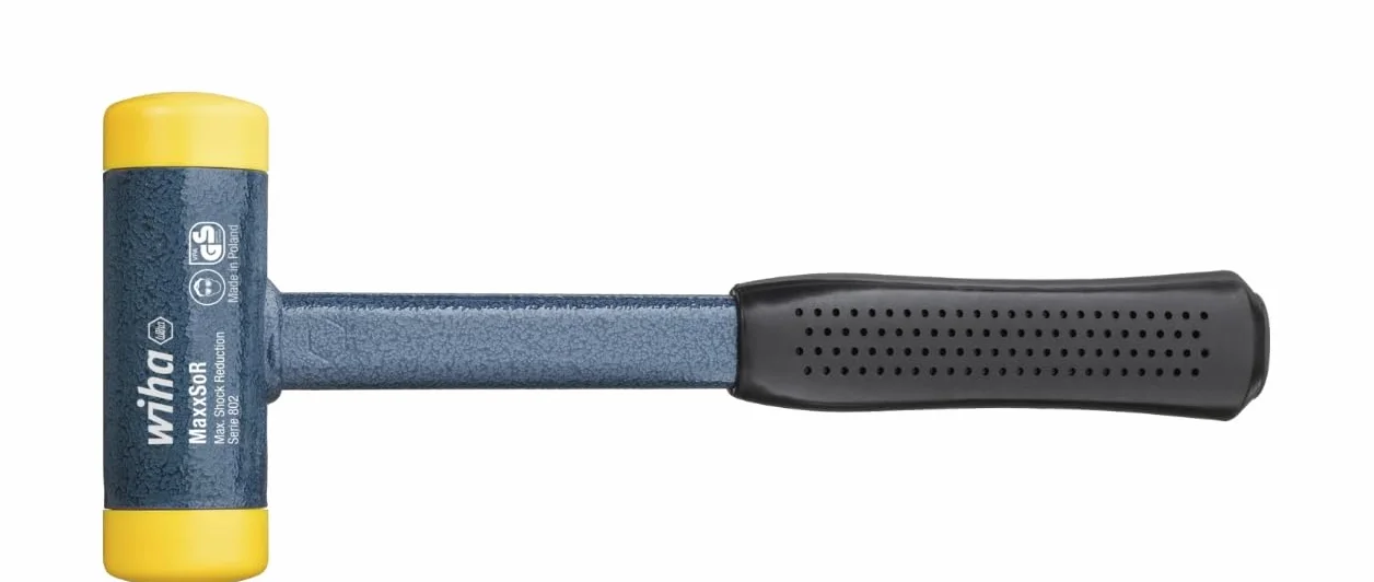 Wiha Martillo de cara blanda sin contragolpe, semiduro con tubo de acero, cabezal redondo 35, 300 mm (02124)