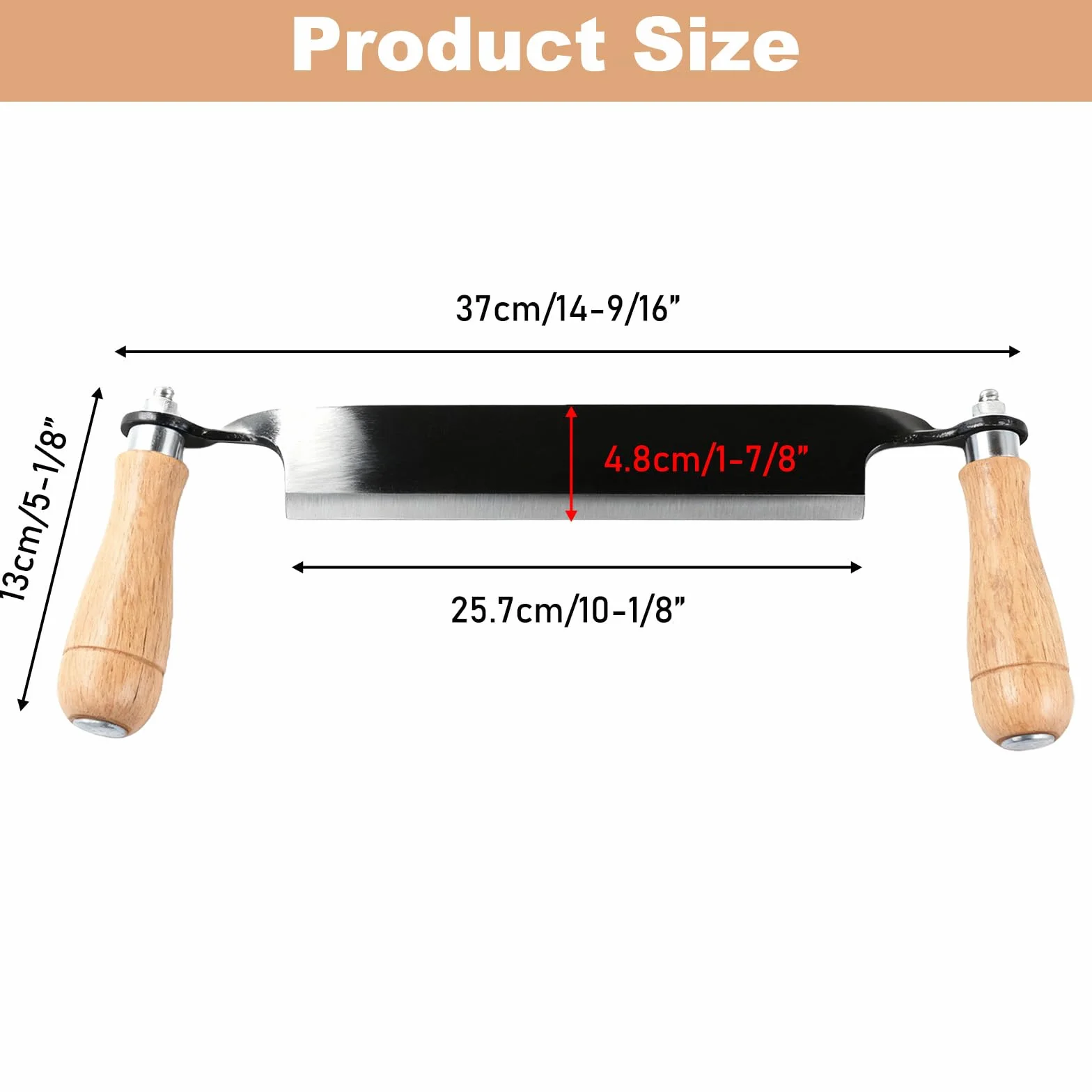 GBKDQQ Cuchillo de tracción para madera: cuchillo de tracción multifuncional de 8 pulgadas con mangos de madera, cuchillo de tracción, arrastre para tronco de árbol, cuchillo de pelar para trabajar la