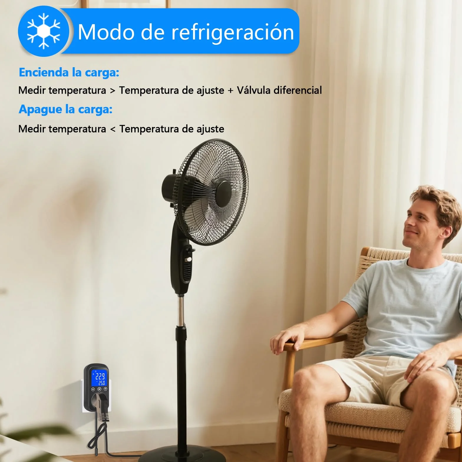 KETOTEK KT2000 Controlador de Temperatura Digital con Sonda Impermeable – Termostato de Enchufe para Calefacción y Refrigeración – para Reptiles, Acuario, Terrario, Invernadero