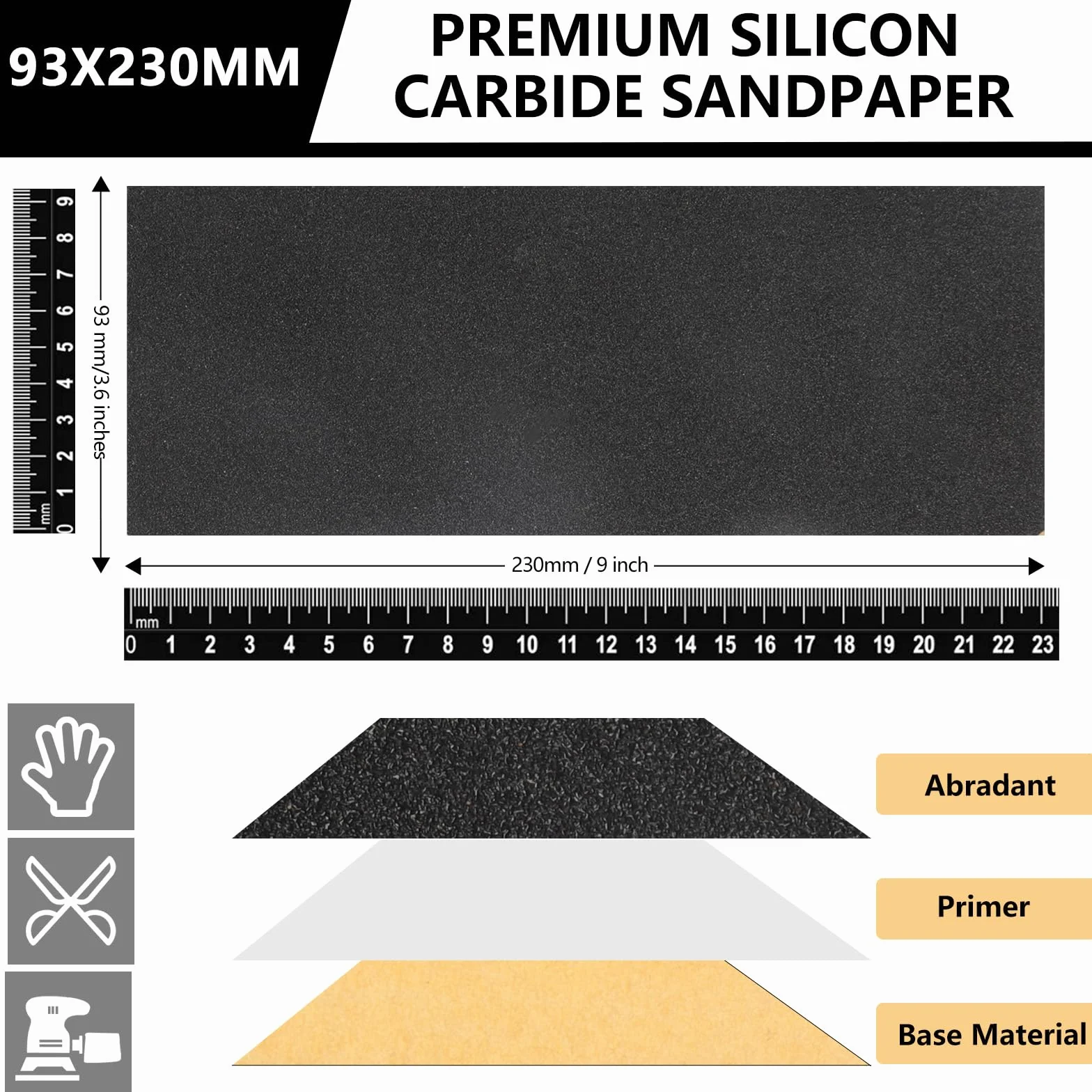 93x230mm Papel de Lija Resistente al Agua, 30 Piezas de Lija para Uso en Húmedo y en Seco, Grano 600, para Trabajar la Madera, Desincrustar Metales y Preparar Superficies.