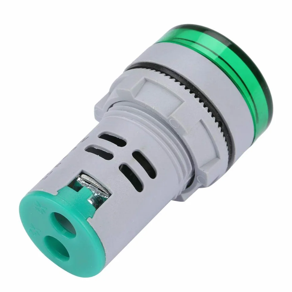 Voltímetro LED Digital Luminoso Indicador de Voltaje, Comprobador de Lámpara Redondo (Green)