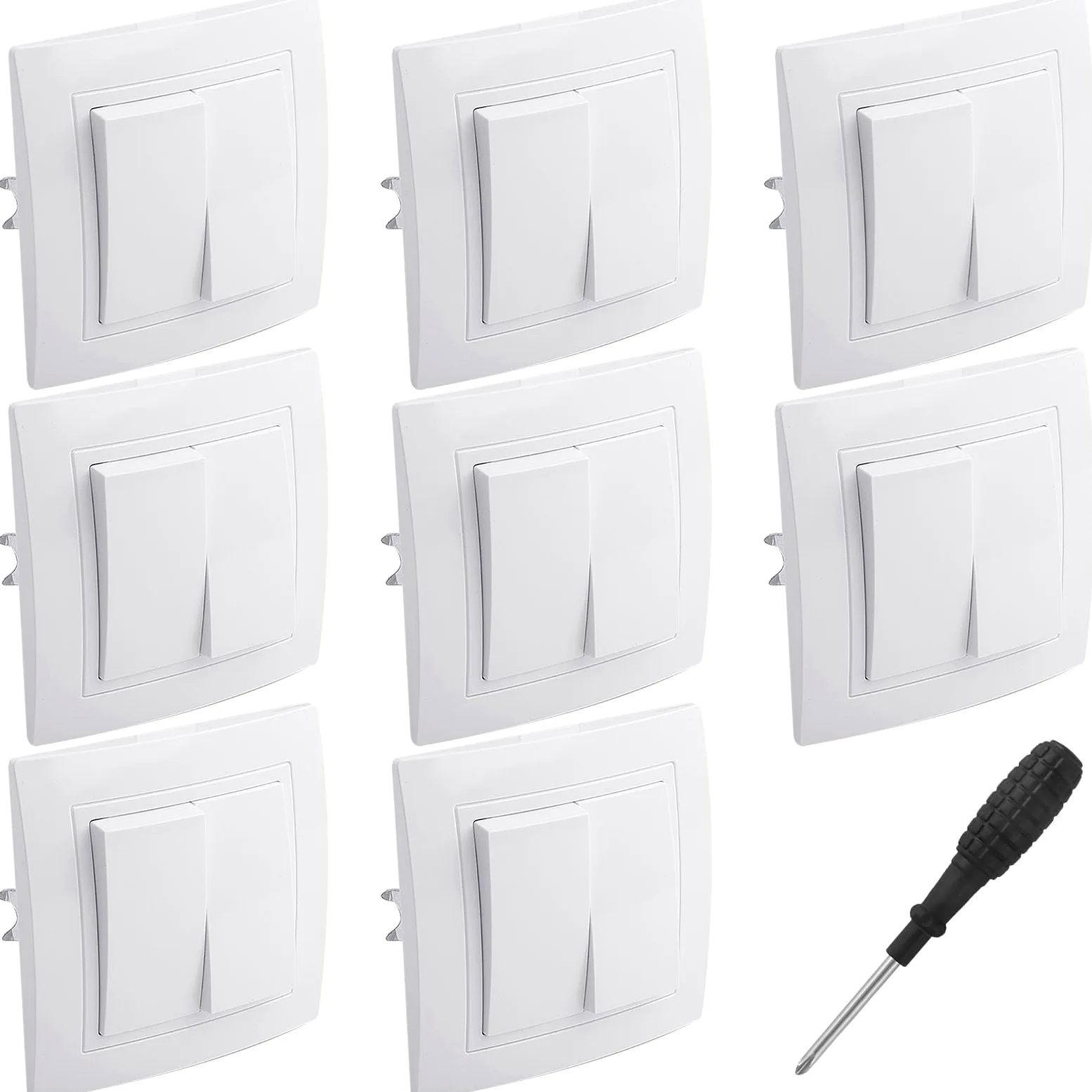 8 Piezas Interruptor Pared Doble Doble Conmutador para Escaleras Bidireccional Interruptores de Serie Empotrado Conmutador Interruptor Pared Pulsador Luz, para Corredor Escaleras Dormitorio