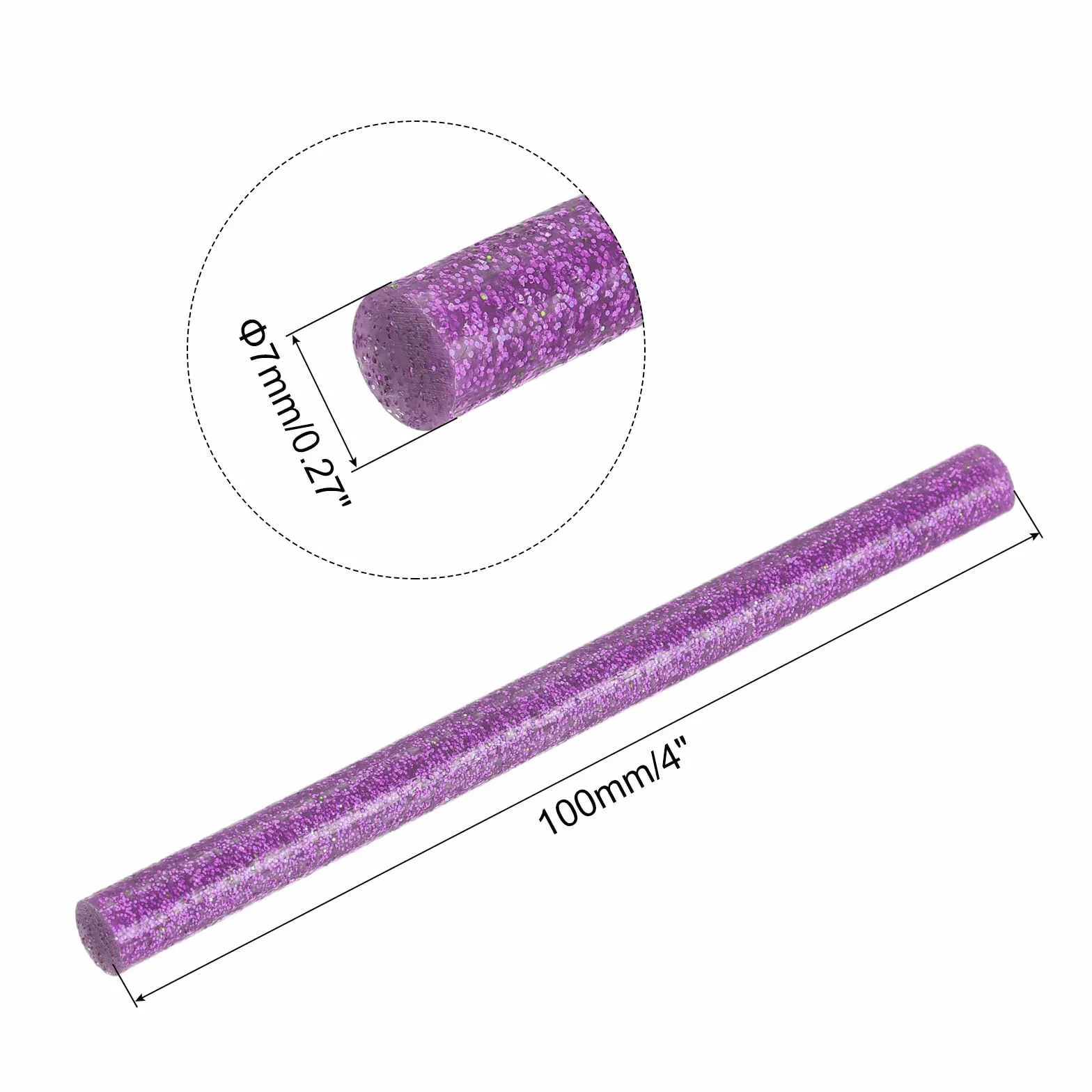 QUARKZMAN Barras de Pegamento Termofusible Mini para Pistola de Pegamento 0,27 Pulgadas x 4 Pulgadas Purpurina Morada 12 Unidades