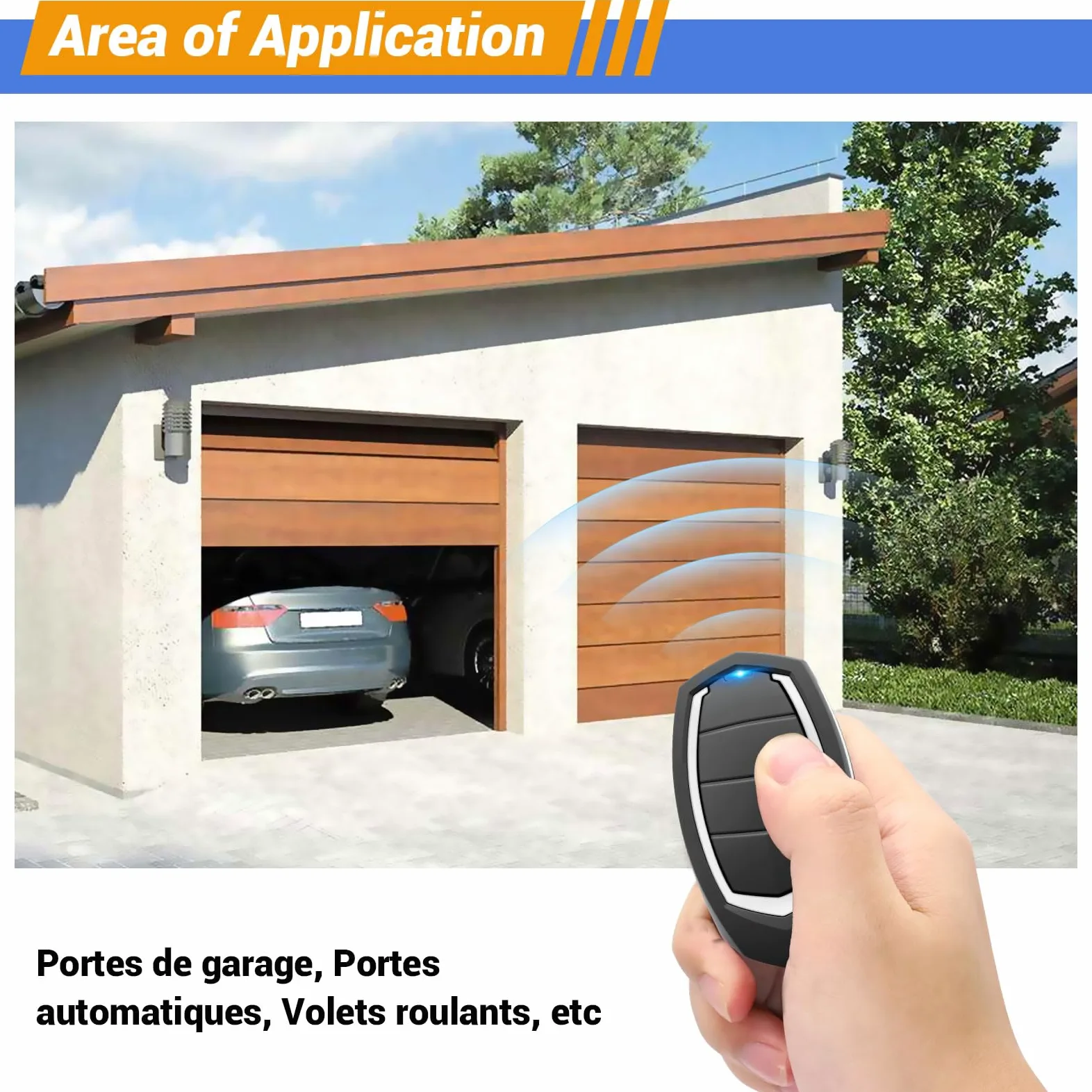 3 Piezas Mando Puerta Garaje Universal 433.92 MHz, 2 Mandos Puertas Automáticas con 4 Canales, Compatible con Motorline MX4SP, MXS4SP, MX5SP, RCM, DSM, Clonador de Código