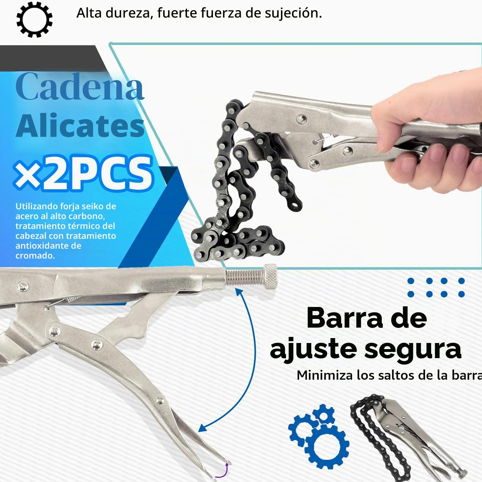 Glarks 2 clips de cadena de bloqueo de 9 pulgadas, con cadena de 20 pulgadas, pinzas de cadena de llave de Sierra de cadena pesada, pinzas de cadena de acero y desencadenadores de liberación rápida