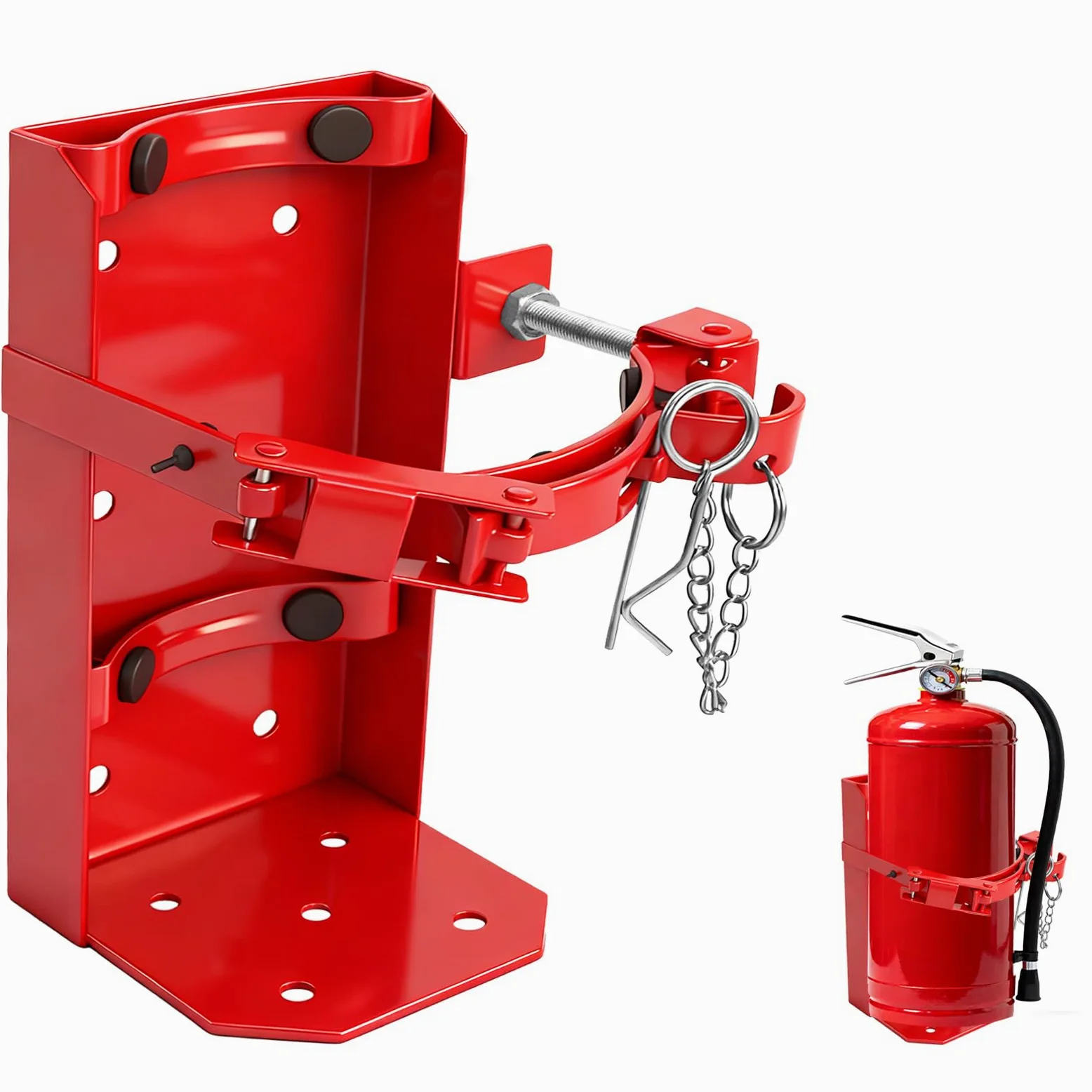 Soporte para extintor de incendios, resistente para extintor de incendios de acero St12, se adapta a extintores de CO2 de 10 libras seco/5 libras para escuela, garaje, camión, barco (rojo, 10 libras)