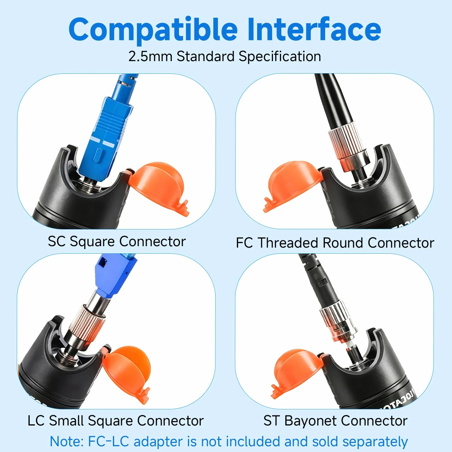 Localizador Visual de Fallos 30mW VFL, Probador de Fibra Óptica Portátil 30KM, Interfaz Universal 2,5mm para Cables Monomodo y Multimodo