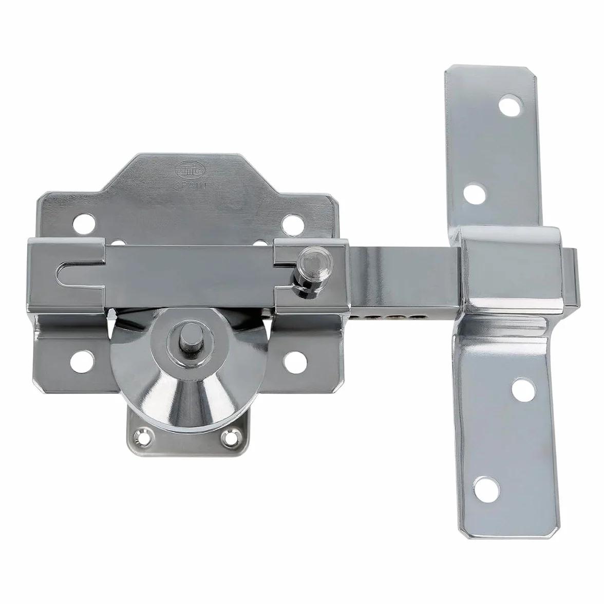 Amig - Cerrojo de Seguridad con Cilindro Redondo – Alta Resistencia a Extracción – Incluye 5 Llaves – 153 x 88 mm - Cerradura de Sobreponer - Acero - Cilindro 50 mm - Plateado