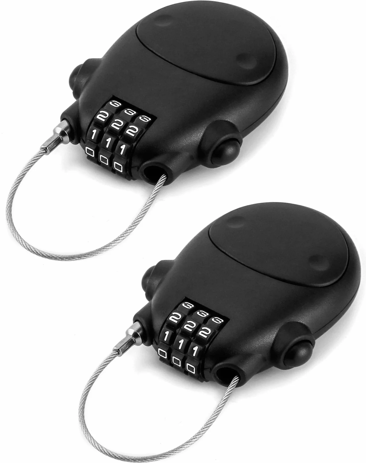 QWORK Candado de cable retráctil, paquete de 2 cerraduras de seguridad con contraseña de acero para equipaje