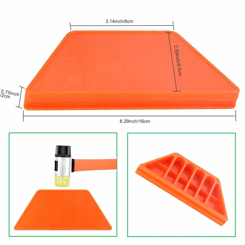 Kit de instalación de suelos de madera laminada con 40 espaciadores, mazo de doble cabeza, bloque de roscado y barra de tracción (naranja)