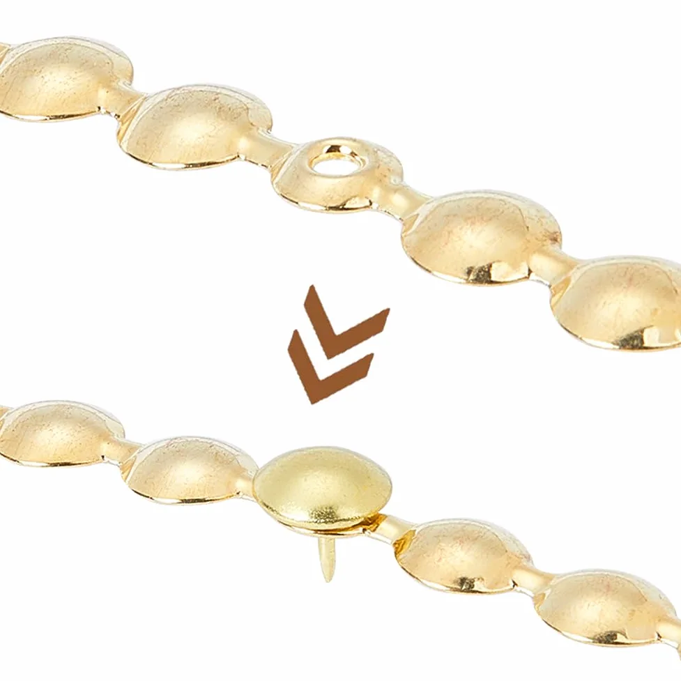 GORGECRAFT 5pz*1m Tiras de Tachuelas para Tapicería 10.5mm Cabeza Redonda de Hierro Metálico Adornos Decorativos Brillantes con 90 Piezas de Clavos para Tapicería Tachuelas Sueltas Combinadas Dorado