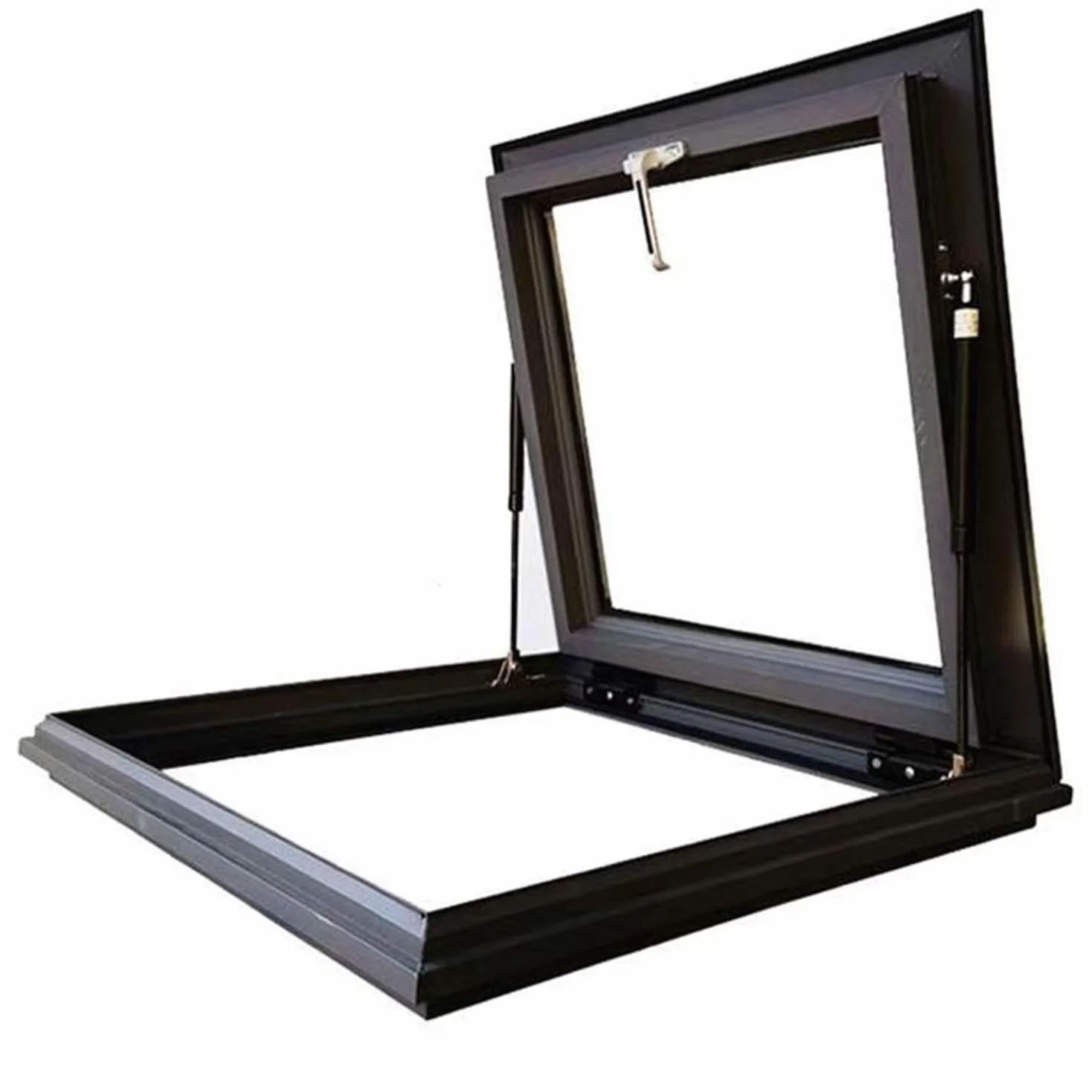 Claraboya Techo,Ventana de tejado de Aluminio,Compuerta de Acceso al Ático,para azoteas, áticos, sótanos,Gris,60×60cm