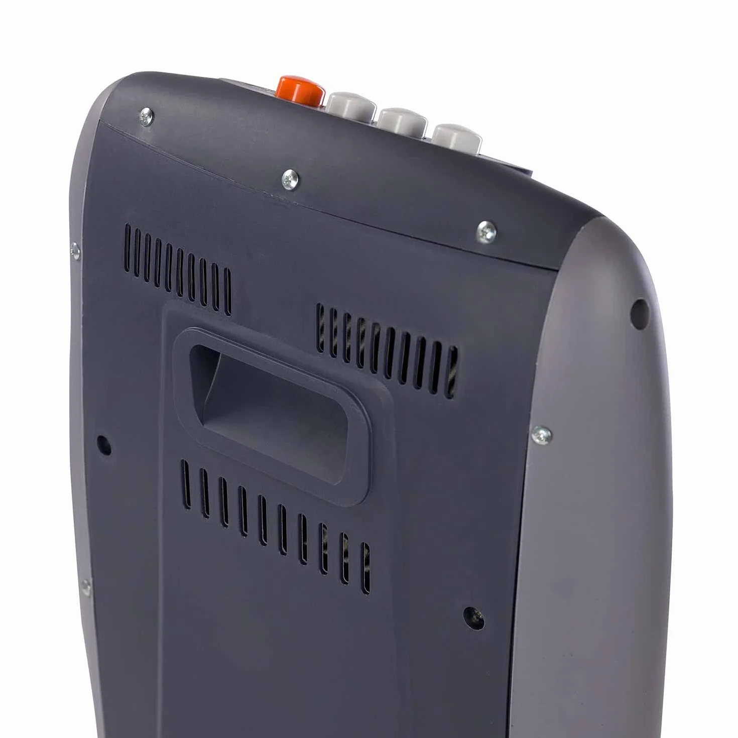 THINIA HOME - Estufa Eléctrica Halógena de Bajo Consumo, Movimiento Oscilante, Sensor de Protección Antivuelco, 3 Niveles de Potencia, 1200W, Diseño Portátil, Gris