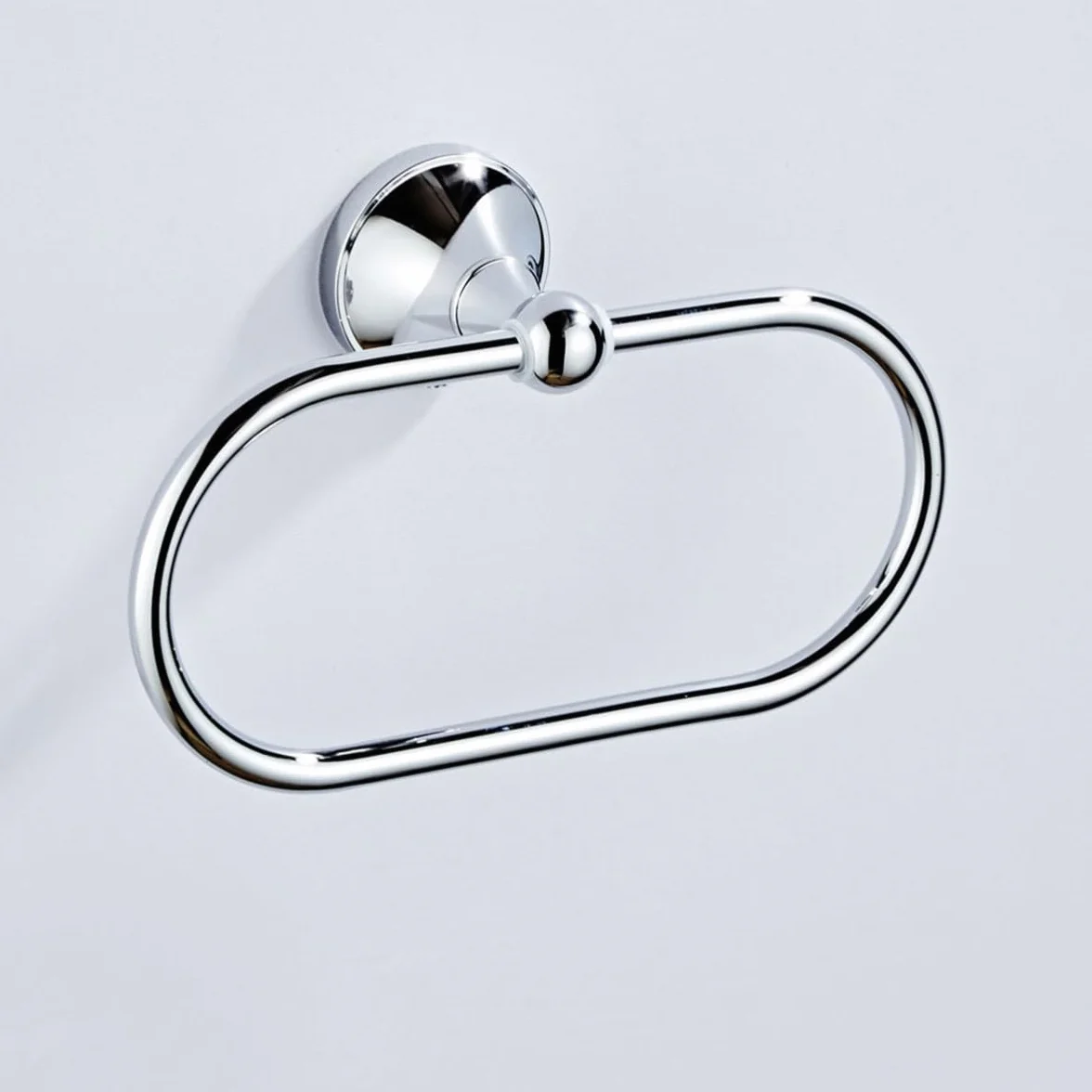 Anillo Ovalado para Toallas de Cobre Plateado, Montaje en Pared sin Taladro, Resistente al Desgaste
