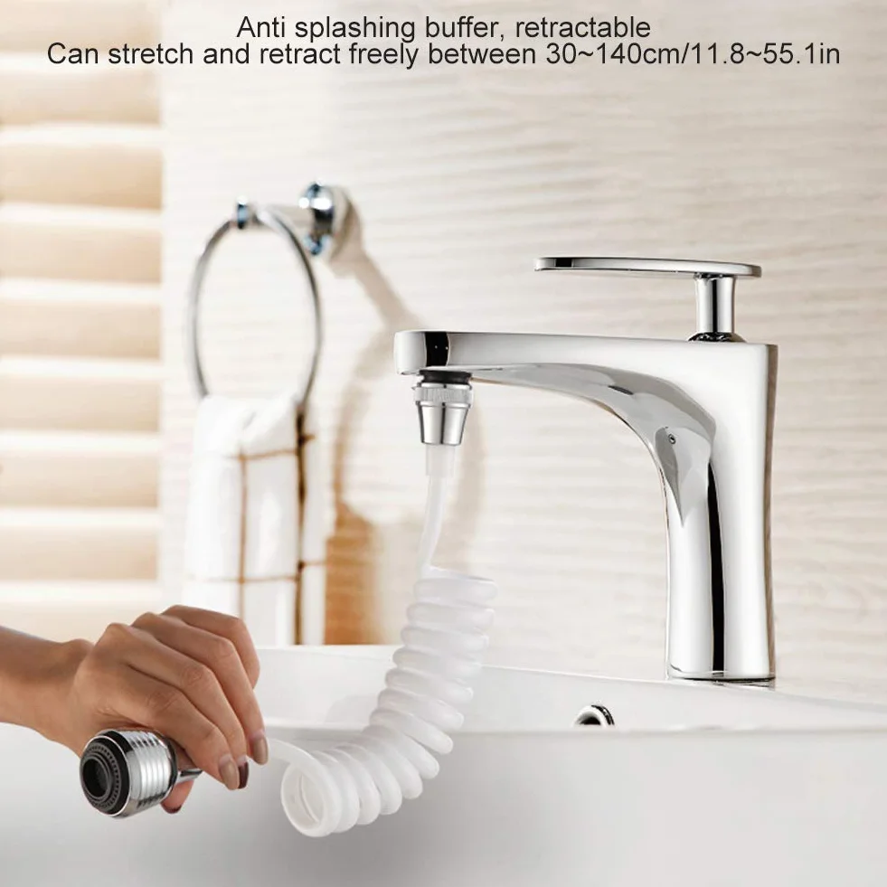 MAGT Extensor de Grifo, Grifo doméstico de Alta Elasticidad Extensor Alargado Manguera Larga Grifo de Agua con Espuma retráctil(White)