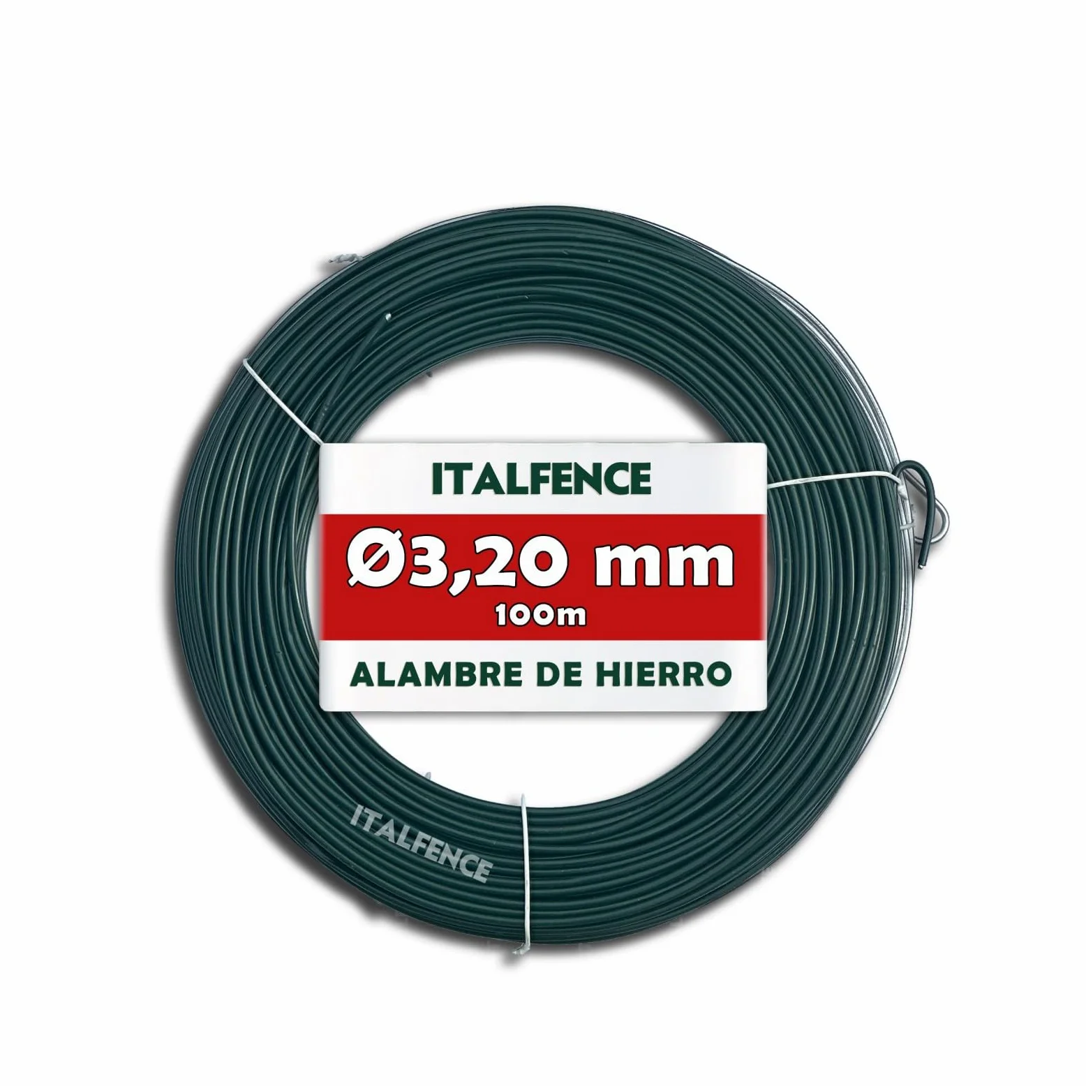 Alambre de hierro Ø3,20mm para tensión plastificado verde, 100m