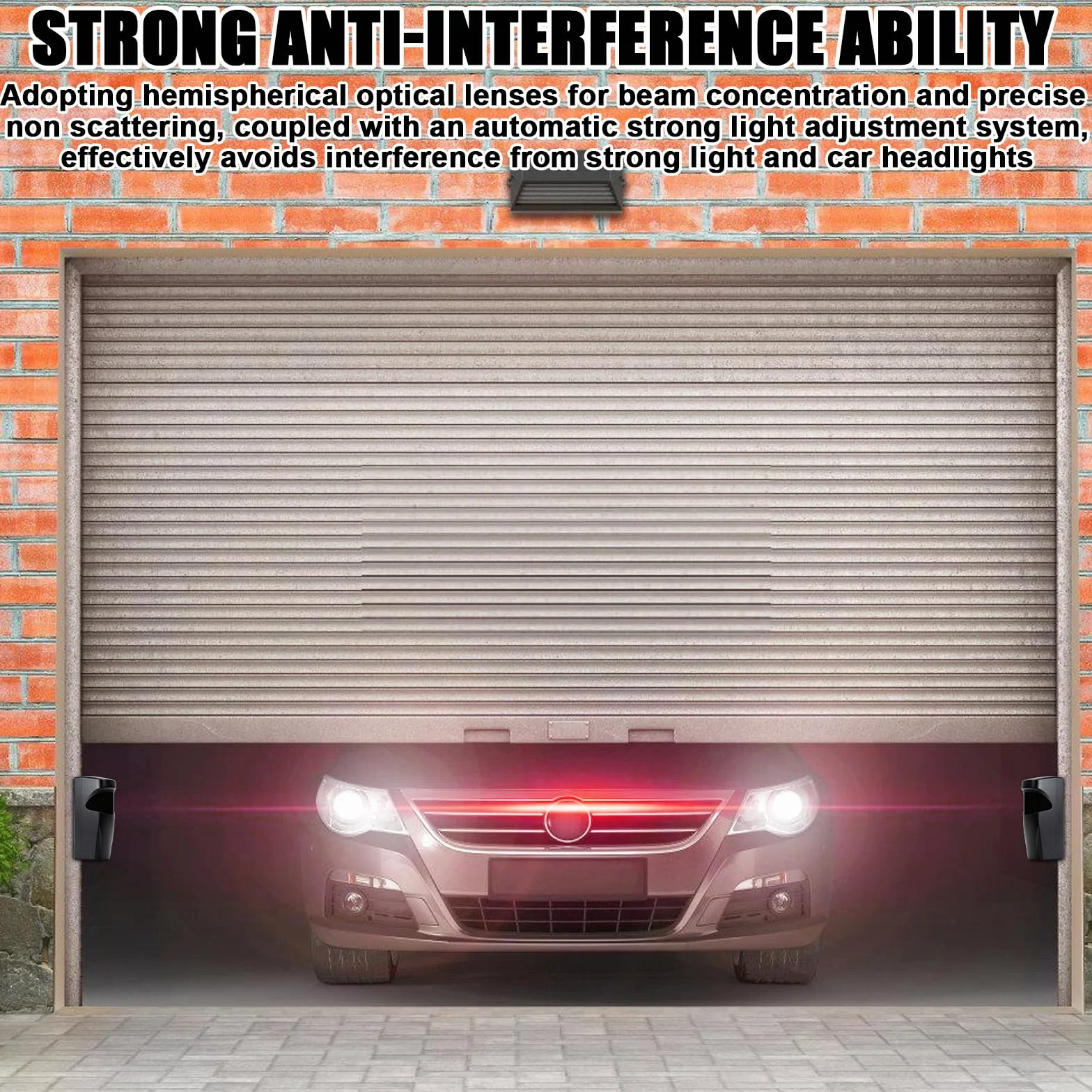 Puerta de garaje con sensor de infrarrojos, AC/DC 12-24V, barrera de luz con alarma, protección electromagnética segura para la seguridad automática de la puerta de garaje, negro