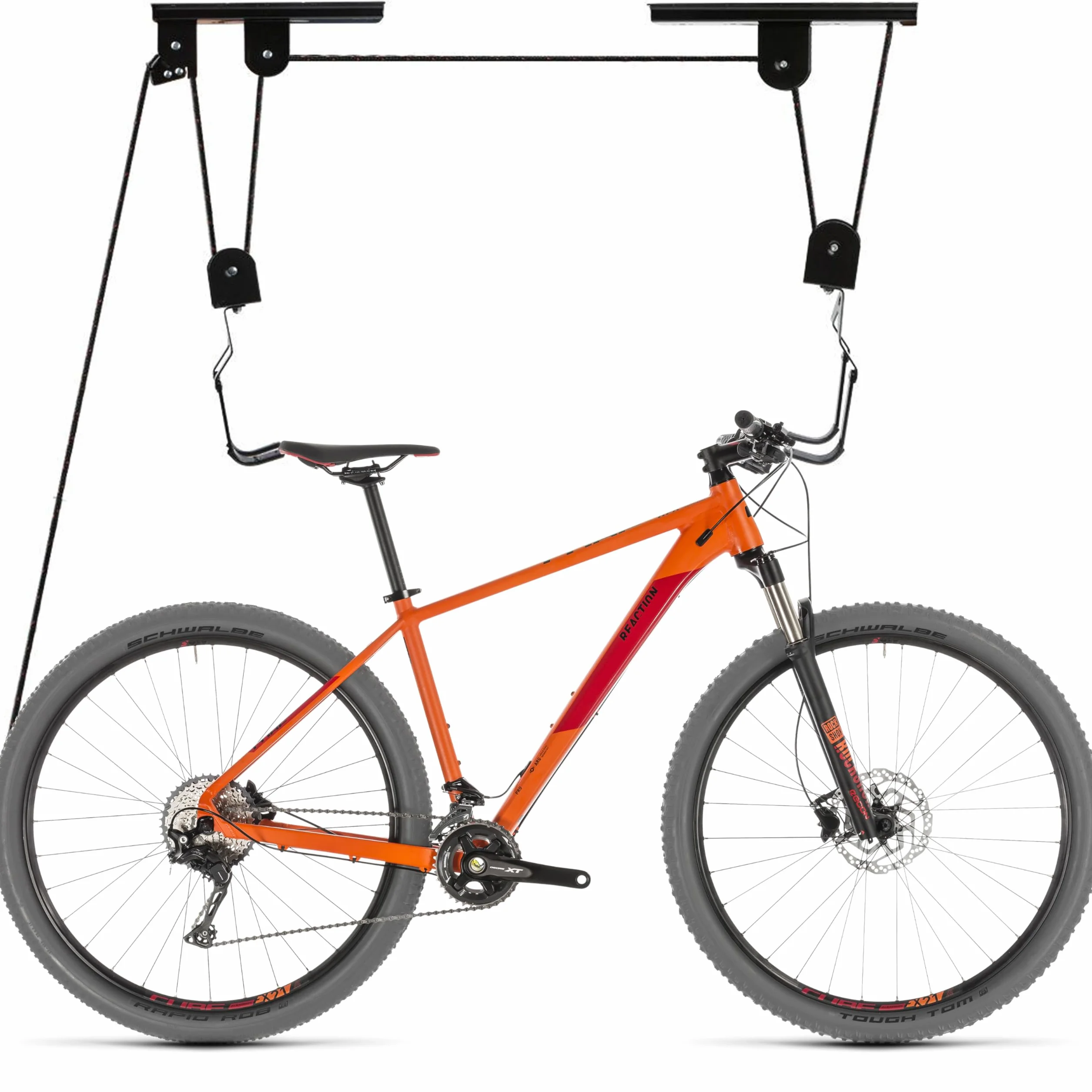 Retoo Elevador de Bicicleta, Soporte Suspensión, Capacidad 20 kg, Montaje en Techo, Almacenamiento Garaje, Cuerda 15m, Negro