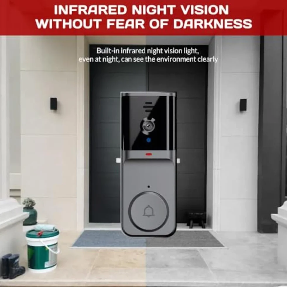 Timbre inalámbrico de video sin necesidad de WiFi, audio de 2 vías, cámara habilitada con pantalla, videoportero 1080P, diseño impermeable para uso en exteriores, suscripción