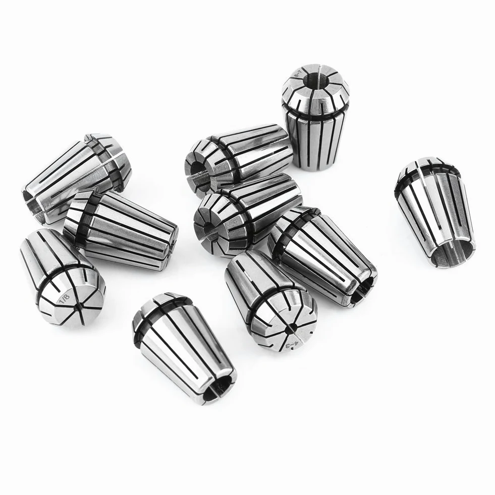 Juego de Pinzas de Acero con Resorte ER20 para Fresado y Grabado CNC – Kit de Sujeción de Piezas de 10 Piezas