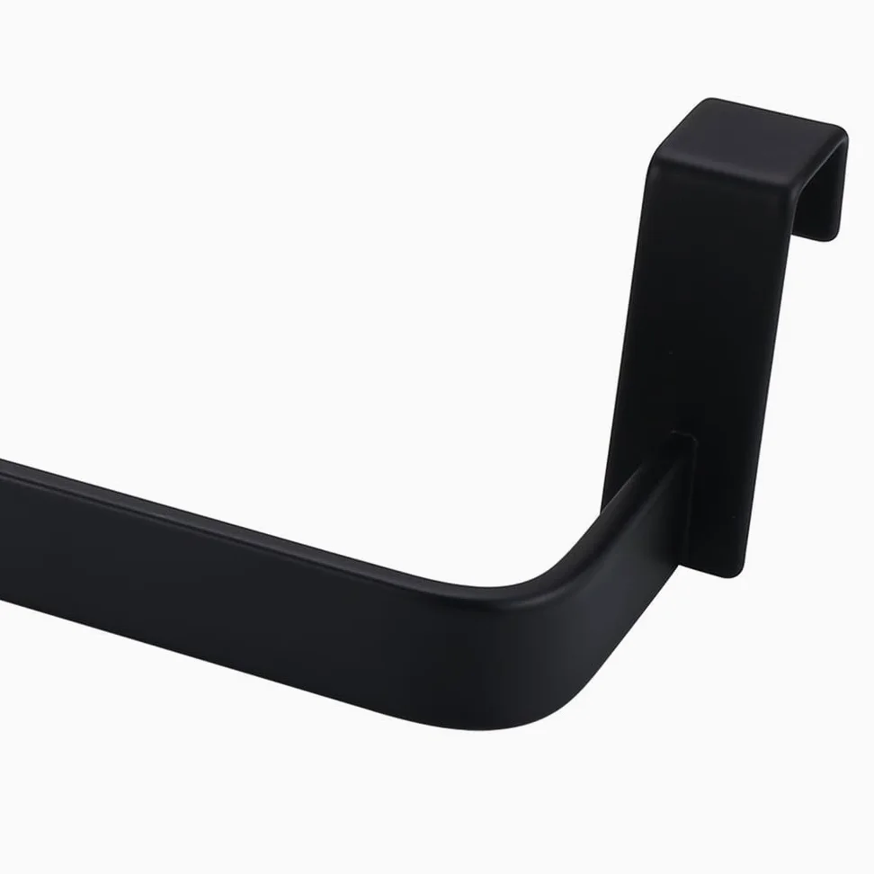 Kibath 438423 Toallero de Acero Inoxidable. Sin taladros para Mueble de baño. Acabado en Negro Mate. Largo 36cm. Colocación sin Necesidad de Herramientas, 36 cm