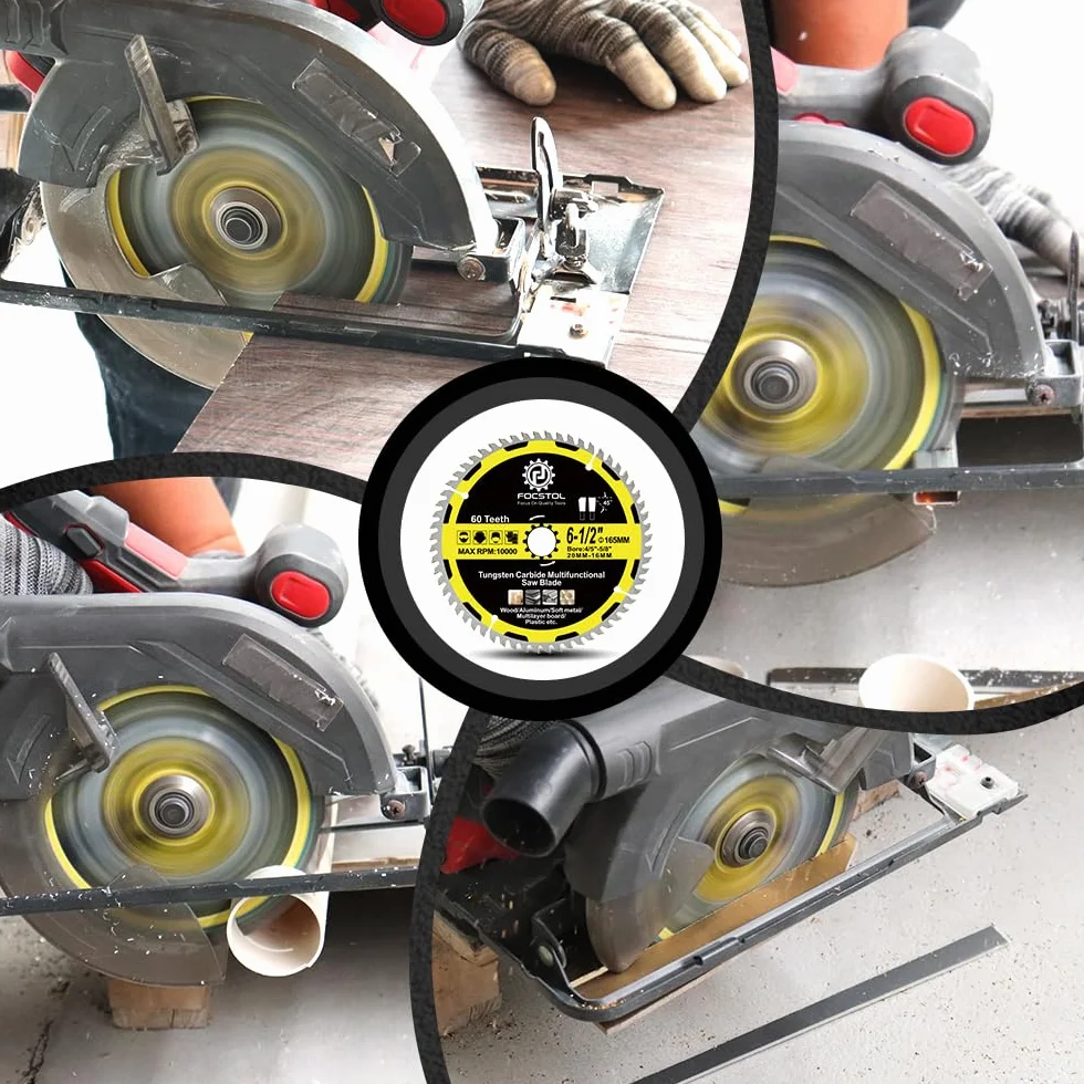 FOCSTOL Hoja Sierra Circular para Madera 165mm x 20/16mm - Disco para Corte Madera con 60 Dientes Para Plástico Aluminio Cobre