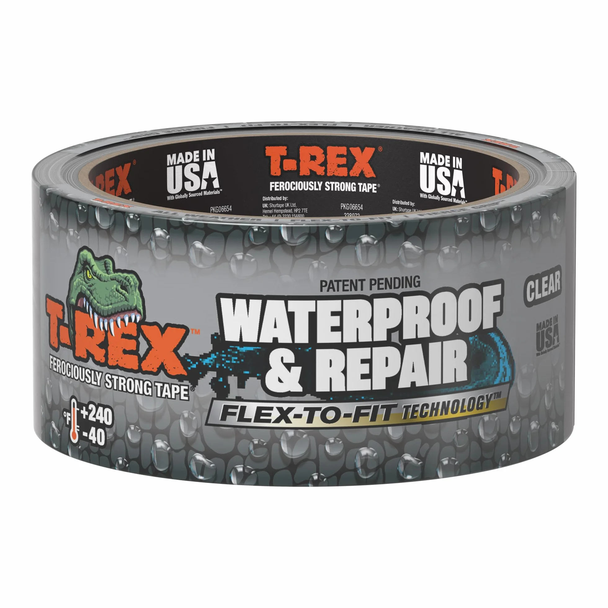 T-Rex Cinta impermeable y de reparación de piscinas, no necesita kit, permanente, funciona bajo el agua, se adhiere a superficies húmedas, transparente, 1.9 pulgadas x 30 pies (paquete de 1)