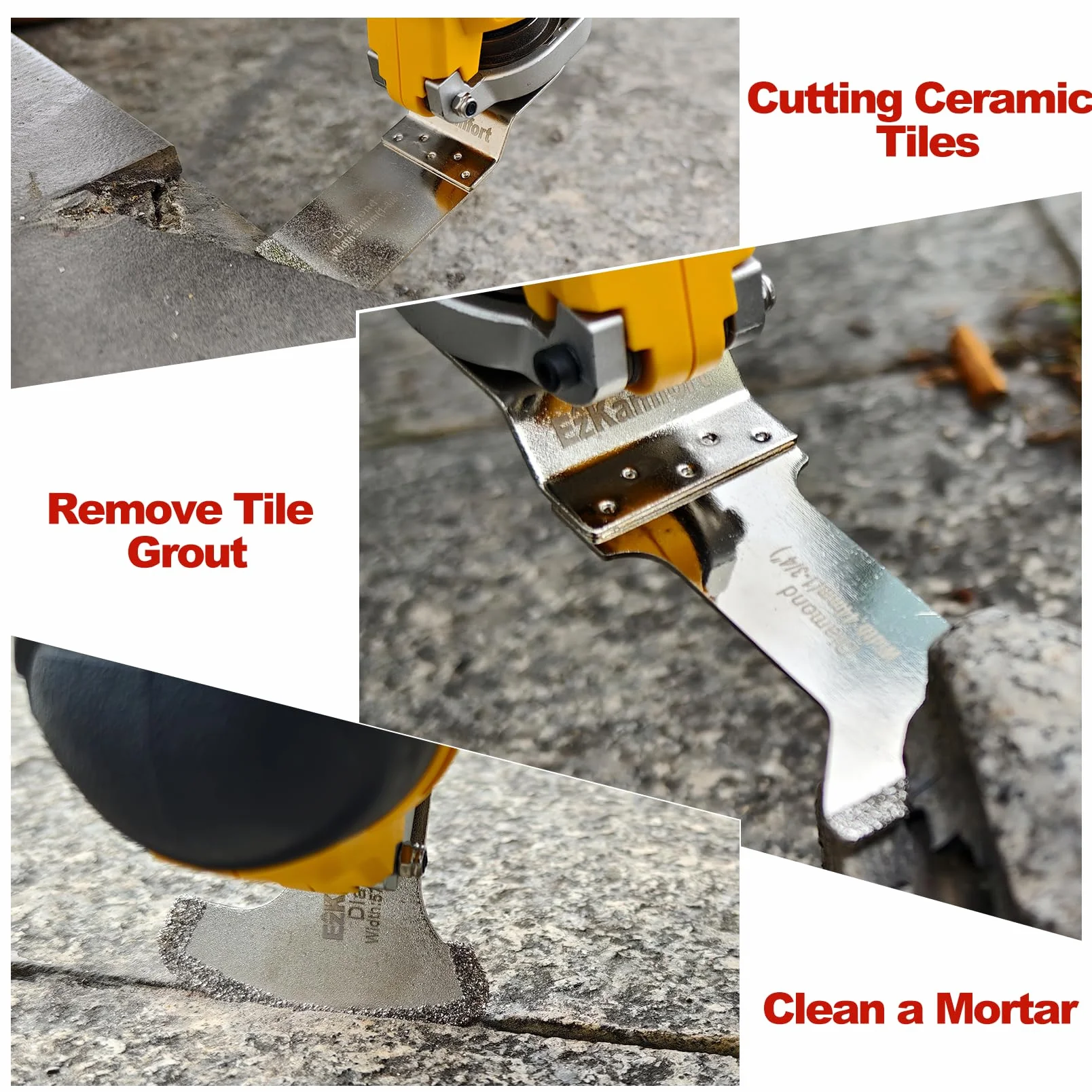 Cuchillas multiherramientas oscilantes de 6 piezas, cuchillas de diamante multiherramientas para eliminar granos, juntas, cuchillas de liberación rápida para azulejos, ladrillo de aire
