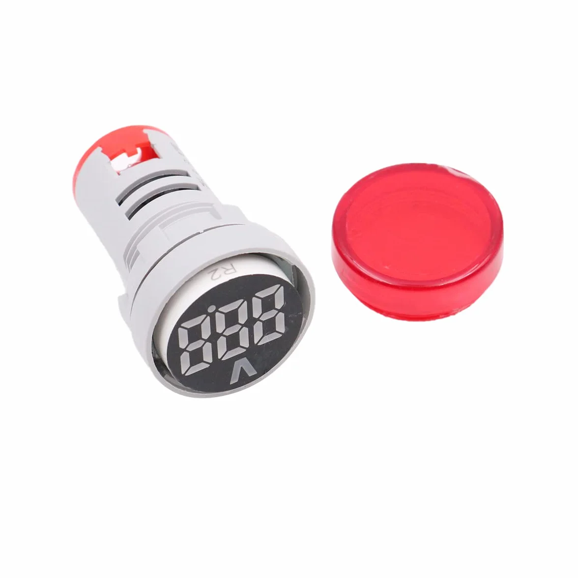 2pcs 22mm Indicador de medidor de voltaje LED rojo AC20-500V, voltímetro digital para equipos domésticos o industriales - Redondo