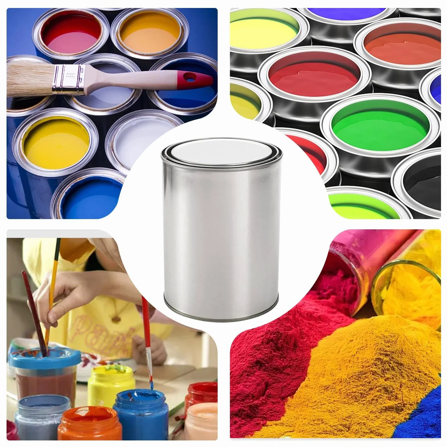 12 Cubos de Pintura de Metal de 500 ml con Tapa, latas de Pintura sin Forro de 3.2 x 3.7 Pulgadas, contenedores de Pintura Multiusos para Artes y Manualidades, proyectos, Pintura