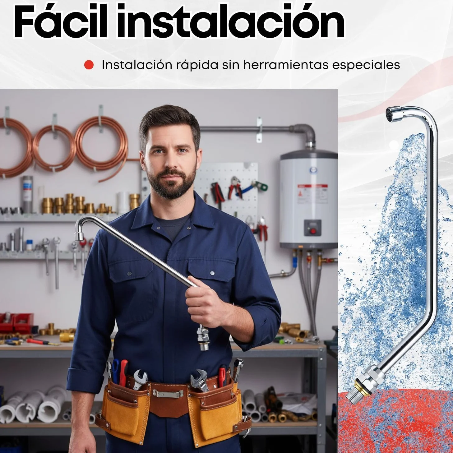 Caño alto Giratorio con Aireador para Grifo de pedal de cocina industrial Cuello de Cisne Cromado Acero Inoxidable
