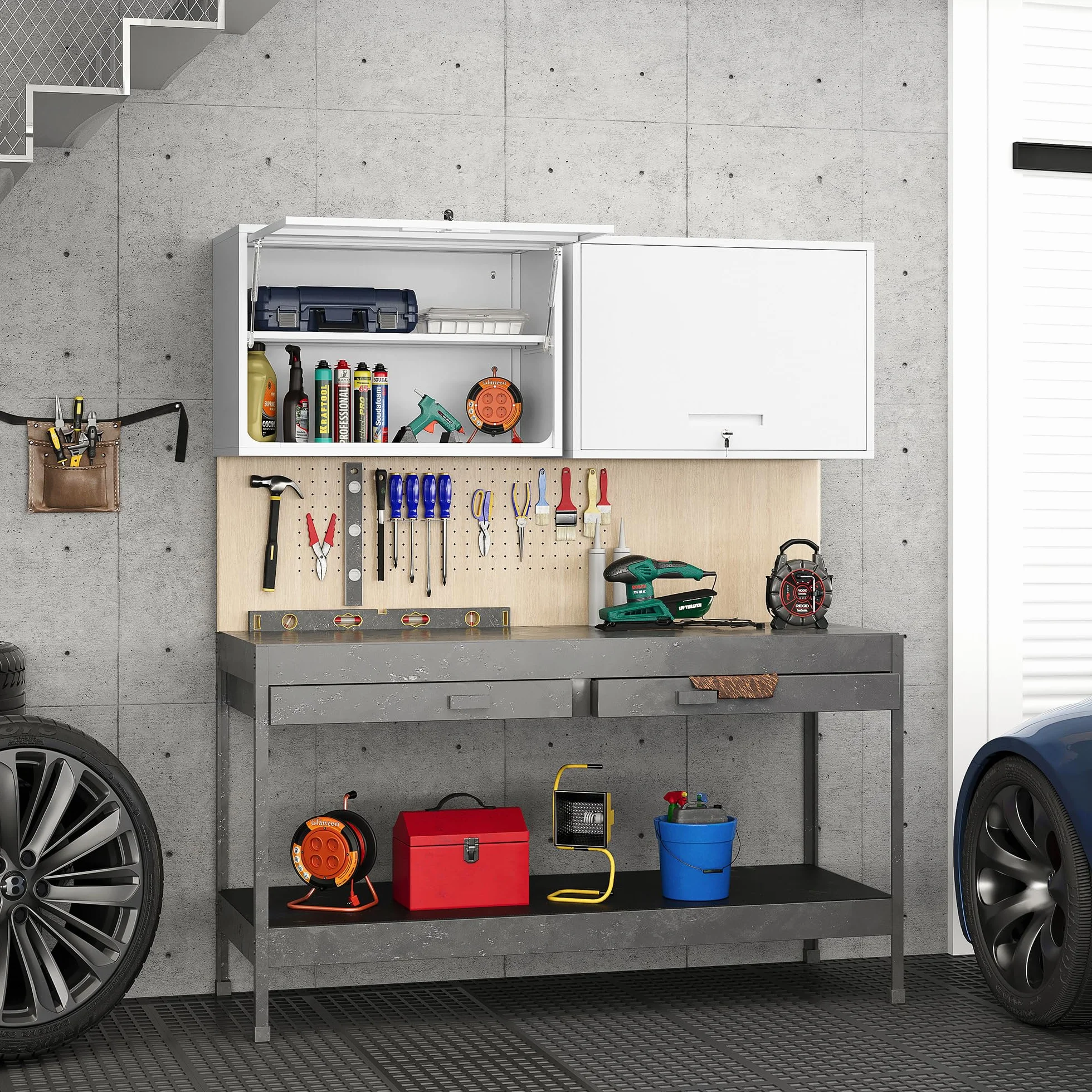 Sightlife Armario Colgante de Pared Cocina Baño Cierre 55 x 80 x 40 cm