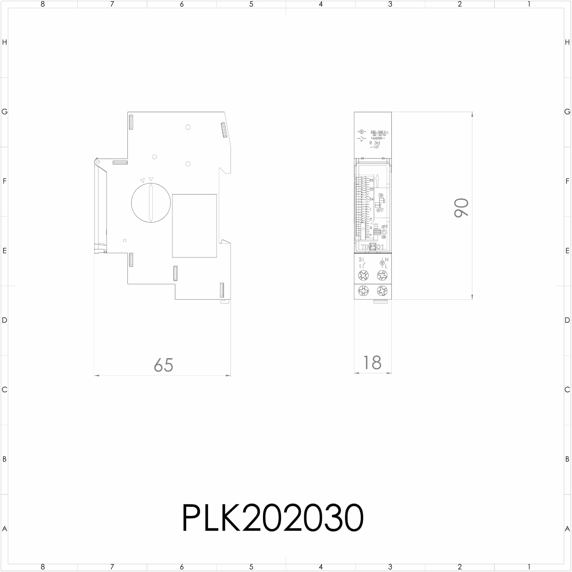 Plikc TIM501 - Interruptor horario electromecánico de Caballeros (programación Diaria, instalación en Barra DIN 1 módulo, Reserva de Marcha 72 Horas)