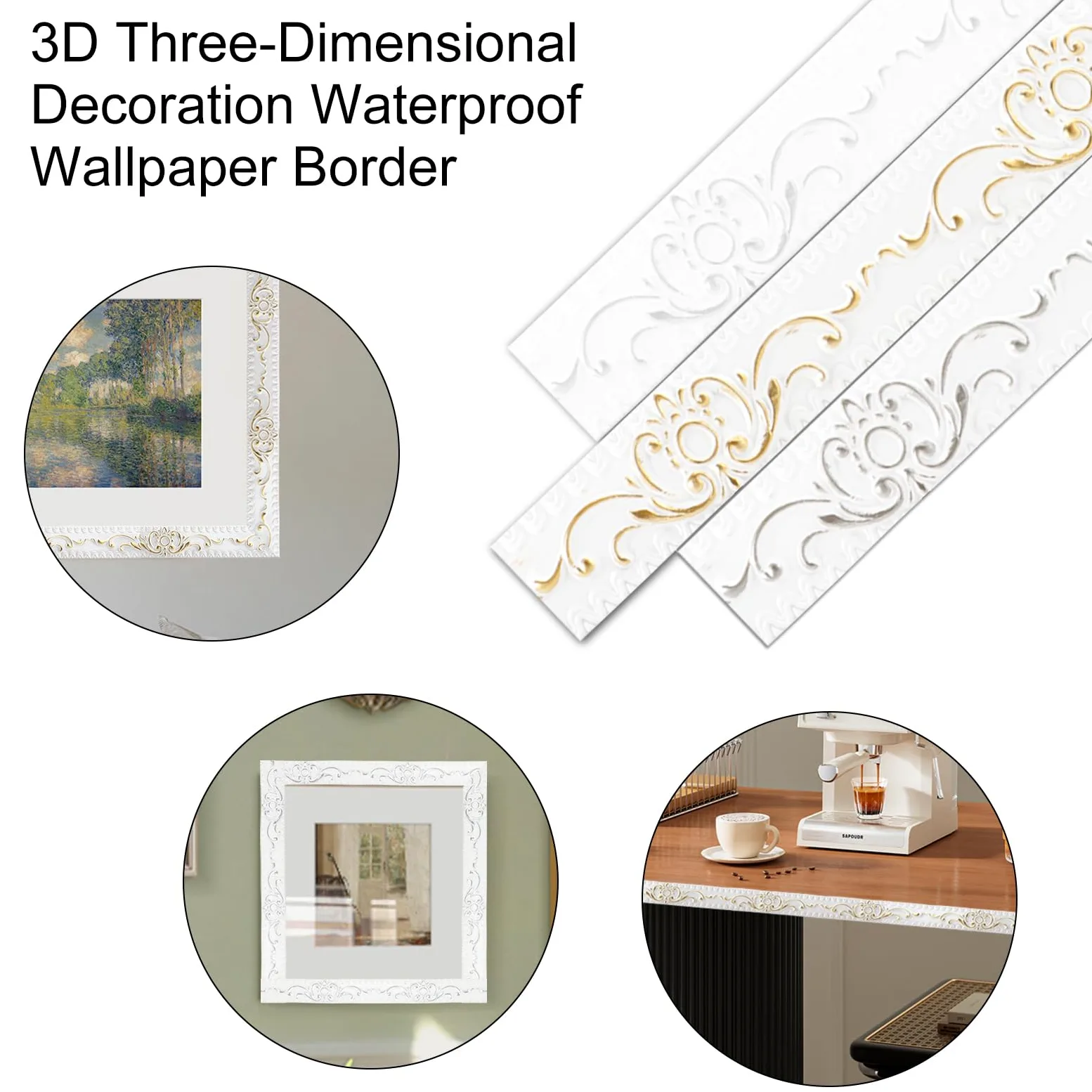 6 Metros Molduras Decorativas para Pared, Moldura Adhesiva de Despegar y Pegar, Borde de Pared Decoración, Flexible Tiras Decorativas Autoadhesiva para Marco de Espejo, Hogar (Blanco, 3,6cm W)