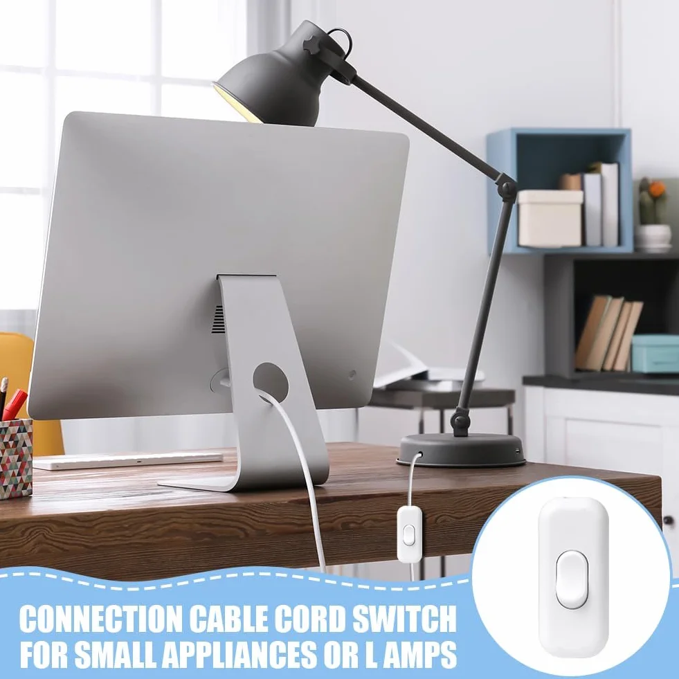 AXFEE 1 Pieza Interruptor Lampara Torpedo, 6A 250V Interruptor de Alimentación en Línea, Interruptor de Cable en Línea Botón, para electrodomésticos pequeños o lámparas, Blanco