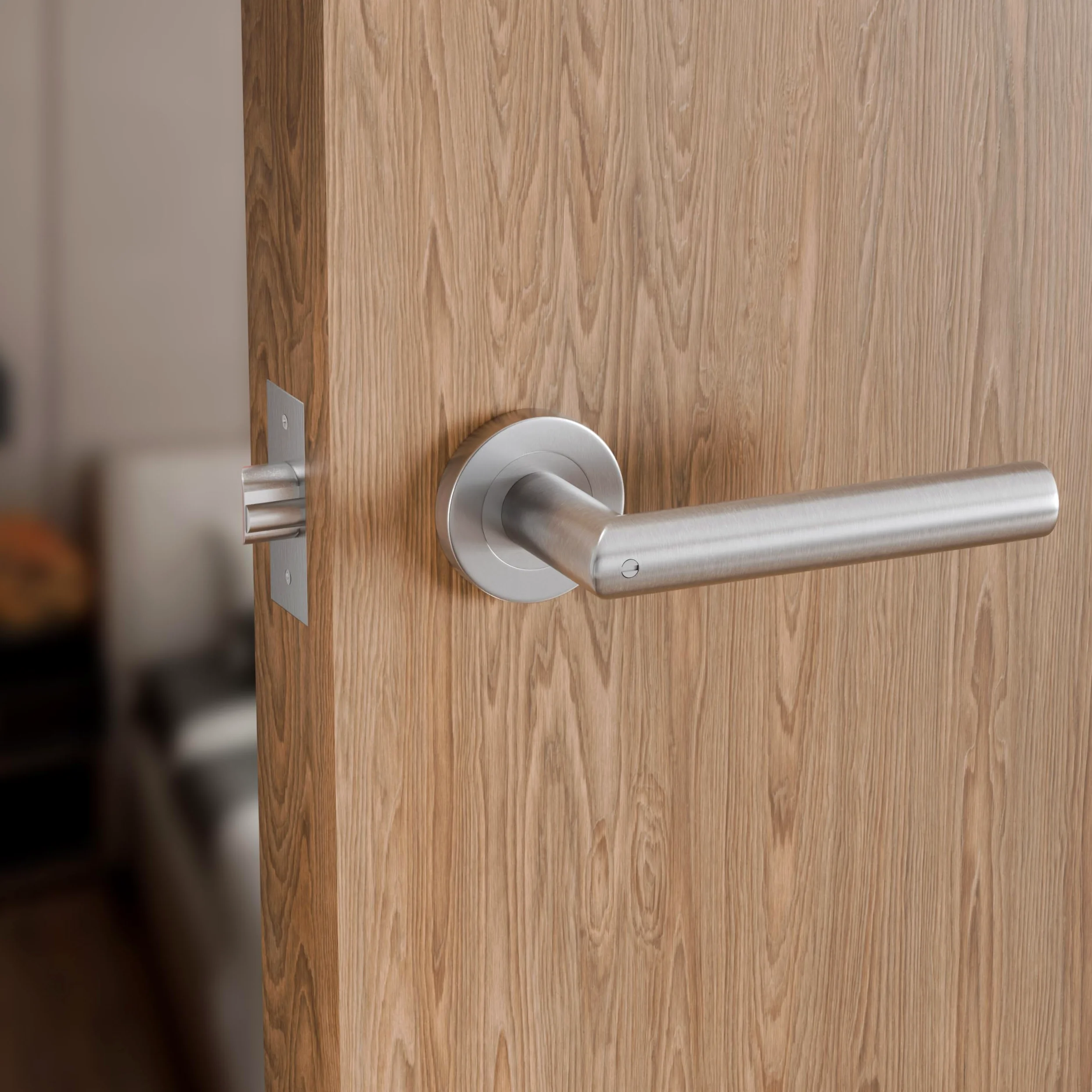 Diseño especial, manija giratoria para bloquear y desbloquear, juego de cerradura para puerta de dormitorio, manija de palanca para puerta de embutir (Z02-103-BK)