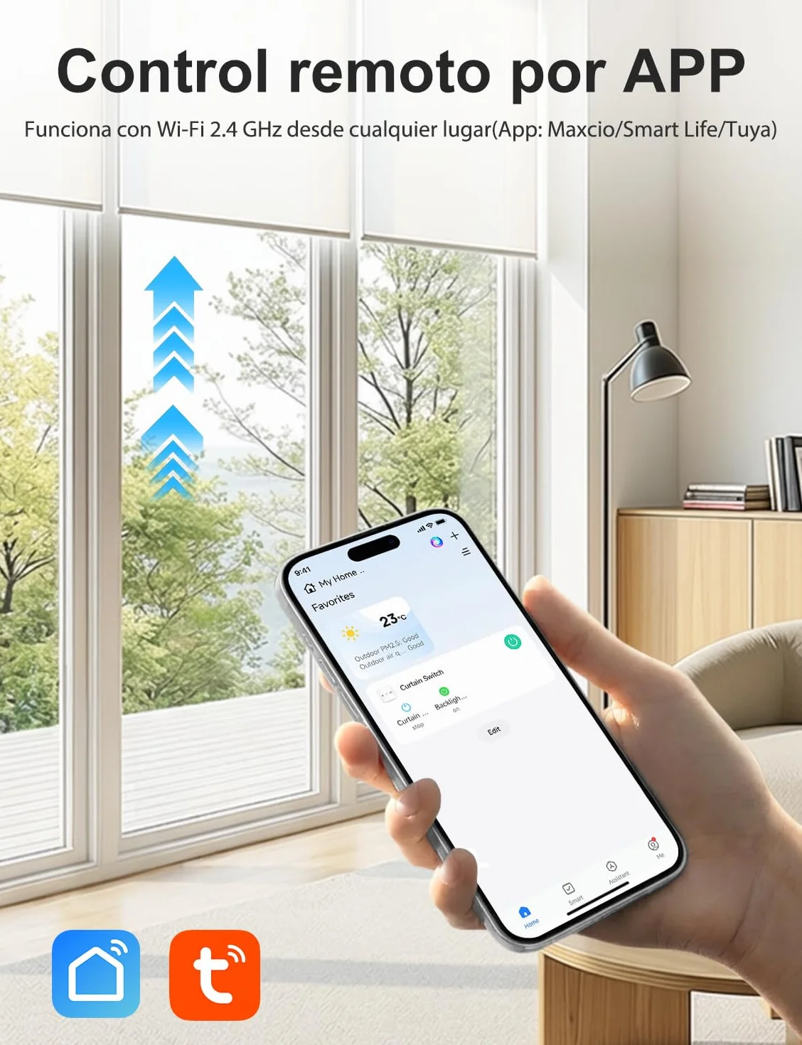 Maxcio Interruptor de Persiana WiFi, Inteligente de Persiana compatible con Alexa, Google Assistant, Control por voz y Remoto, Función de Temporizador, LED Controlable - 4Packs