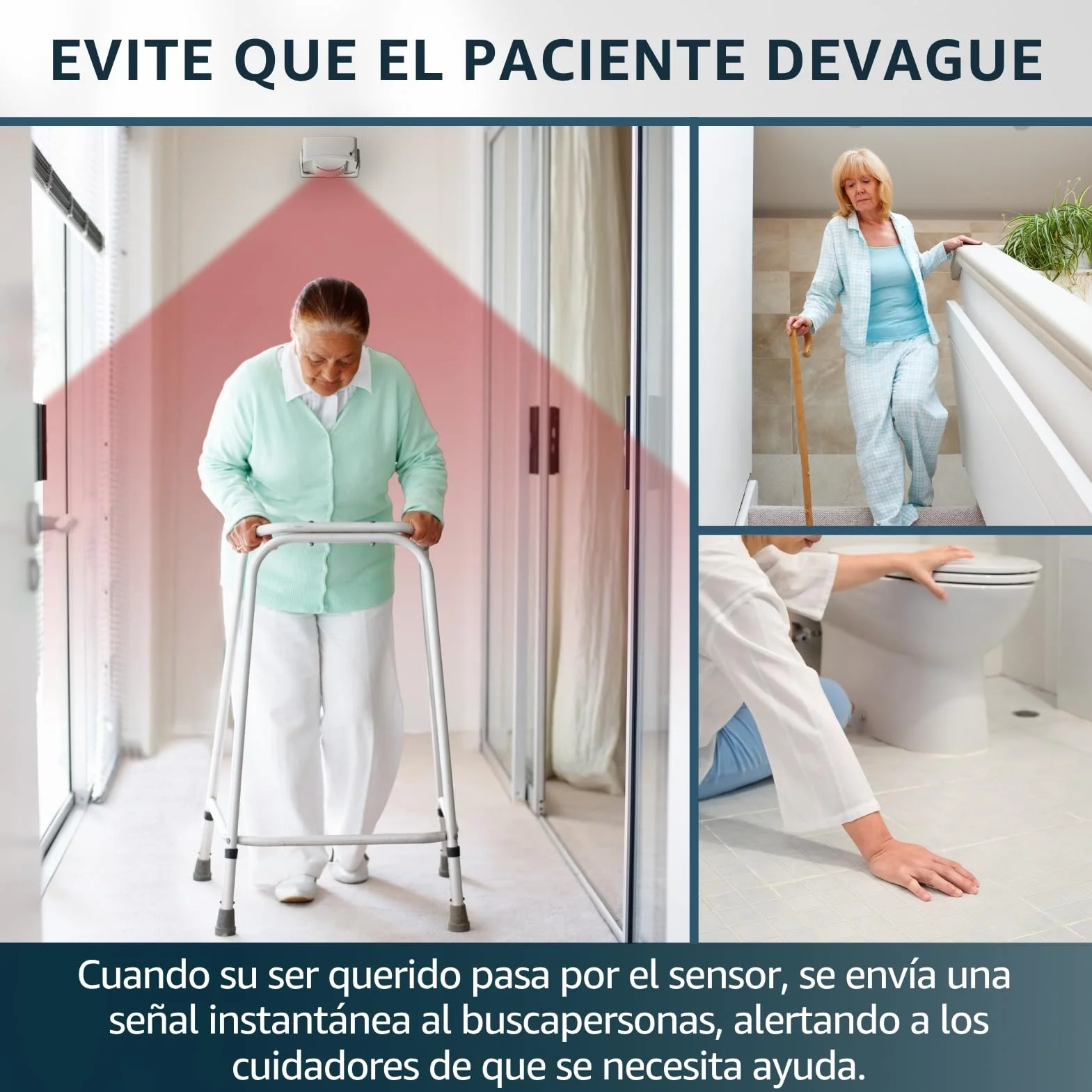 Buscapersonas con Sensor de Movimiento y Pager Portátil Sistema Alarma Cama Ancianos Teleasistencia Prevención Caídas