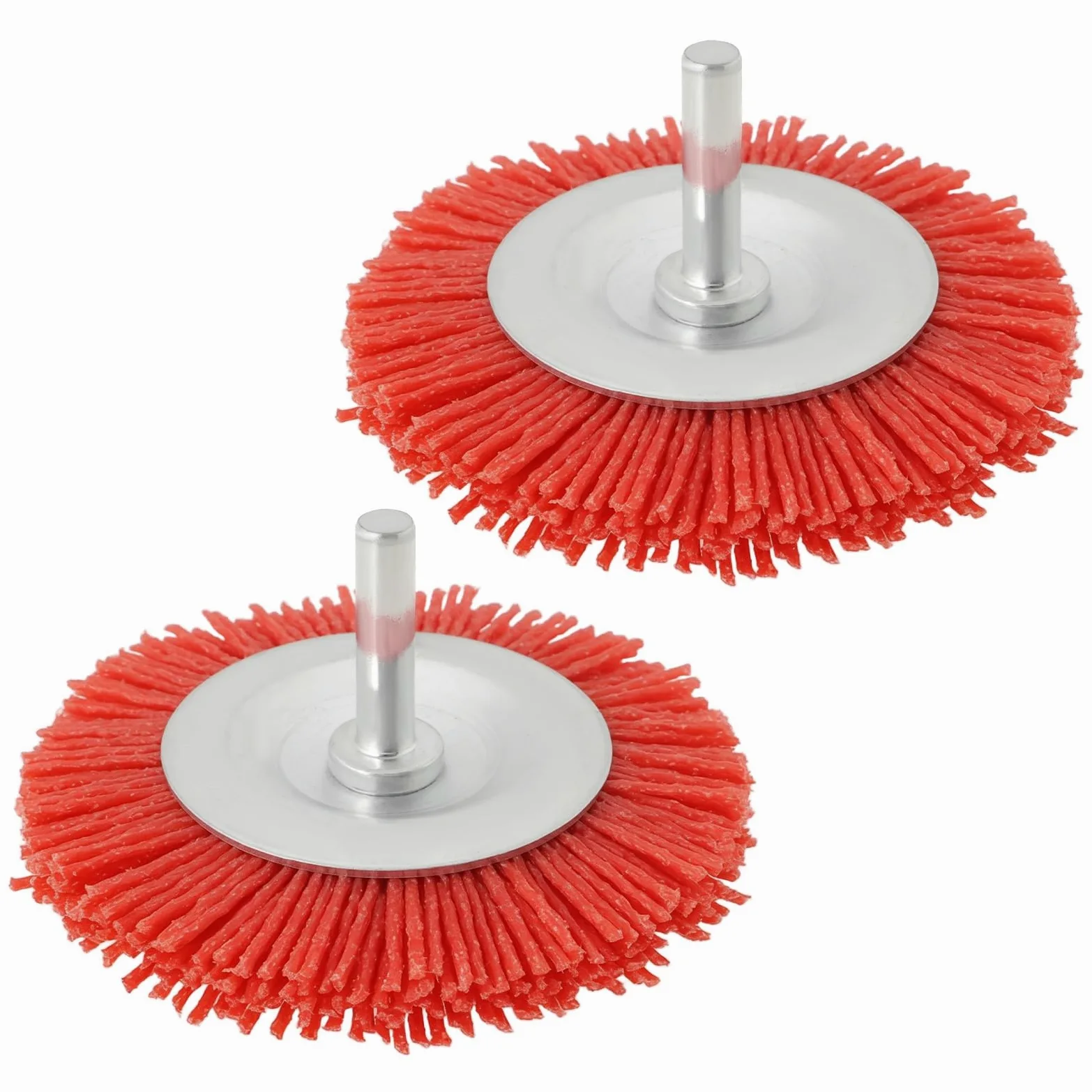 EMSea 2pcs Cepillos de Rueda de Nailon Abrasivos de 75mm Cepillo Redondo de Nailon de 6mm Cepillo de Copa de Nailon 80# para Eliminar óxido Corrosión Pintura Y Rebabas de Metal Madera