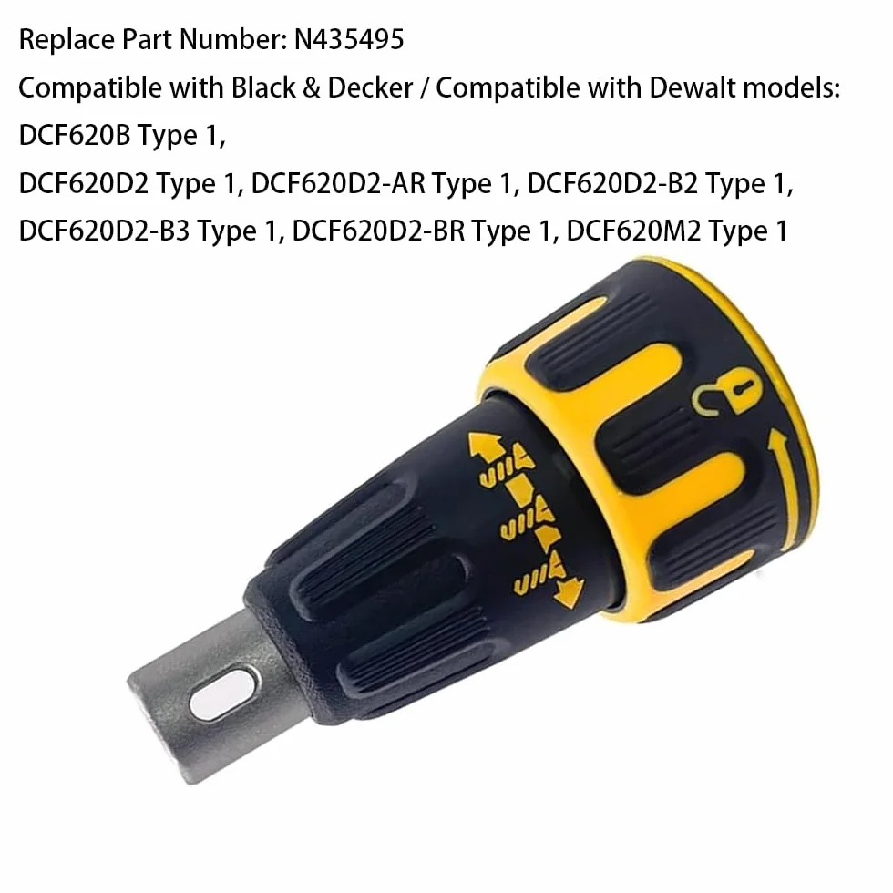 N435495 - Conjunto de cono de nariz, pistola de yeso sin escobillas, montaje de colocación de cono de nariz, soporte de brocas de acero compatible con Black & Decker compatible con Dewalt (8 x 6 cm)
