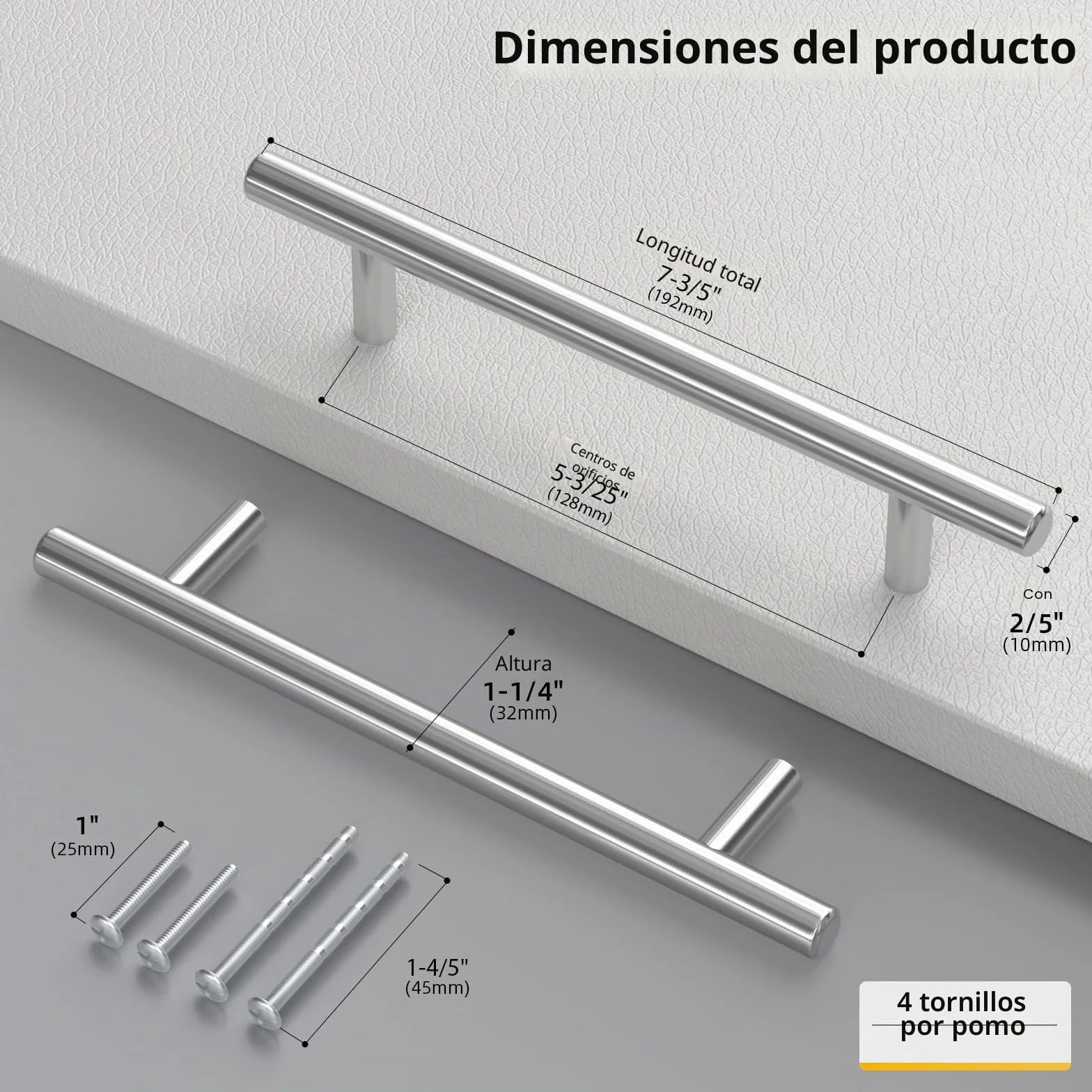 Goldenwarm 10 Piezas Tiradores Armarios 128mm Tiradores Cocina Acero Inoxidable Plata, Manillas de Mueble y Cajón