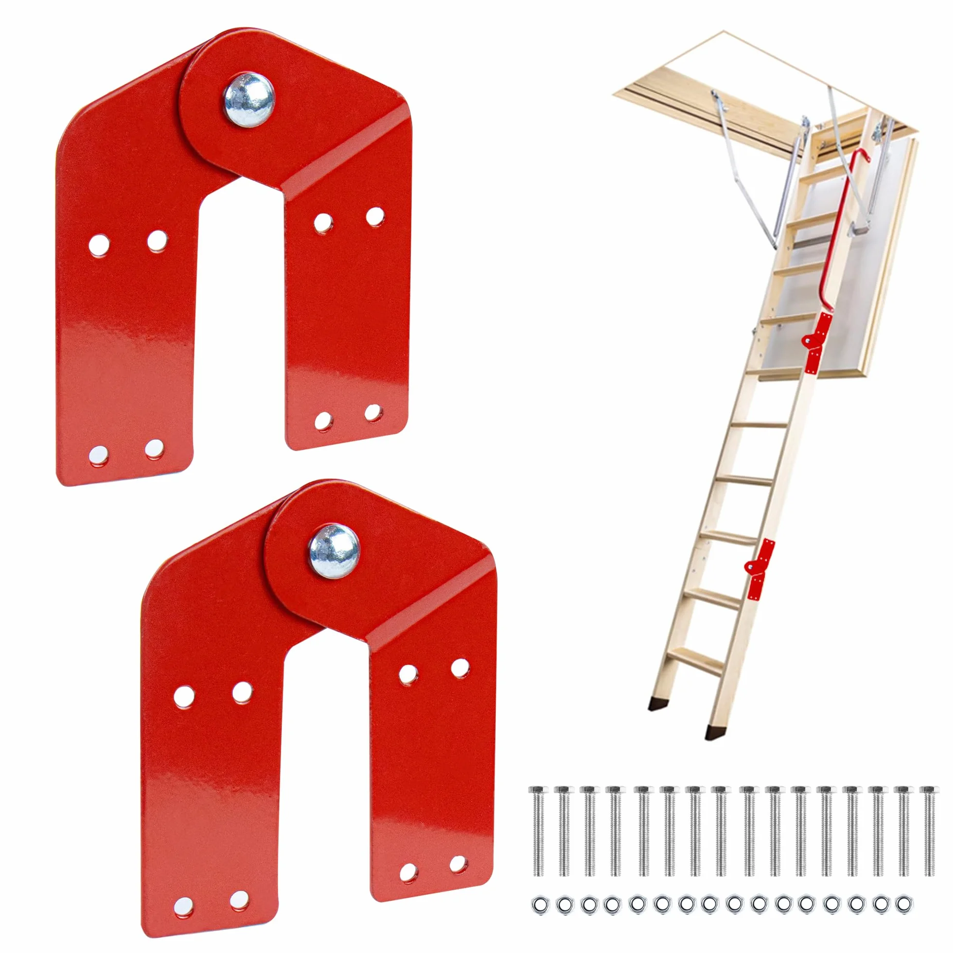 Bisagras para Escalera de Ático, Accesorios para Escaleras Plegables de Aluminio, Piezas de Recambio para Reparar Escaleras de Ático Antiguas, 2 Piezas