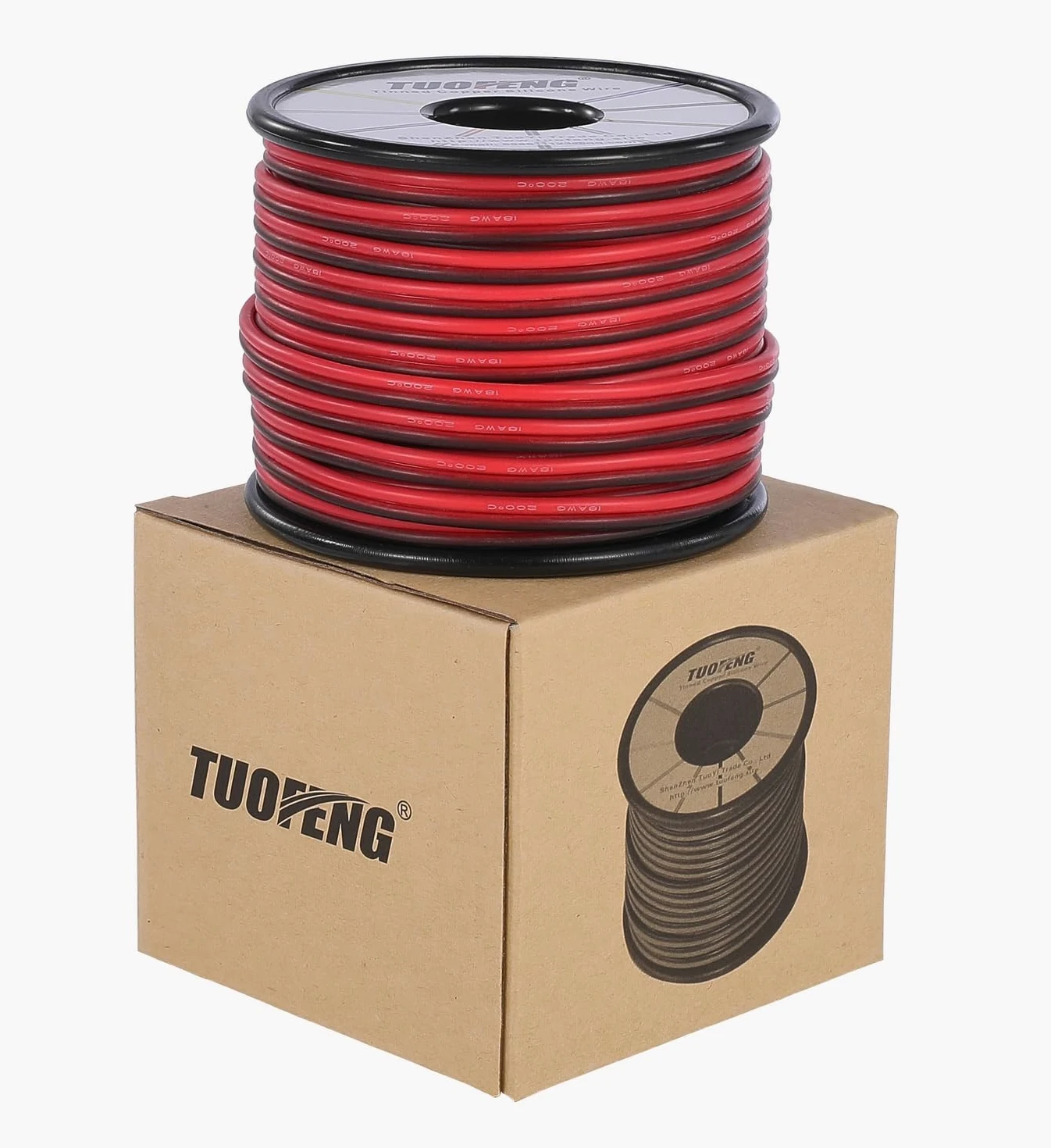 TUOFENG 18 AWG Cable eléctrico [Negro 20 m Rojo 20 m] Cable flexible de silicona 2 Conductor Línea de cable paralelo Alambre de cobre estañado