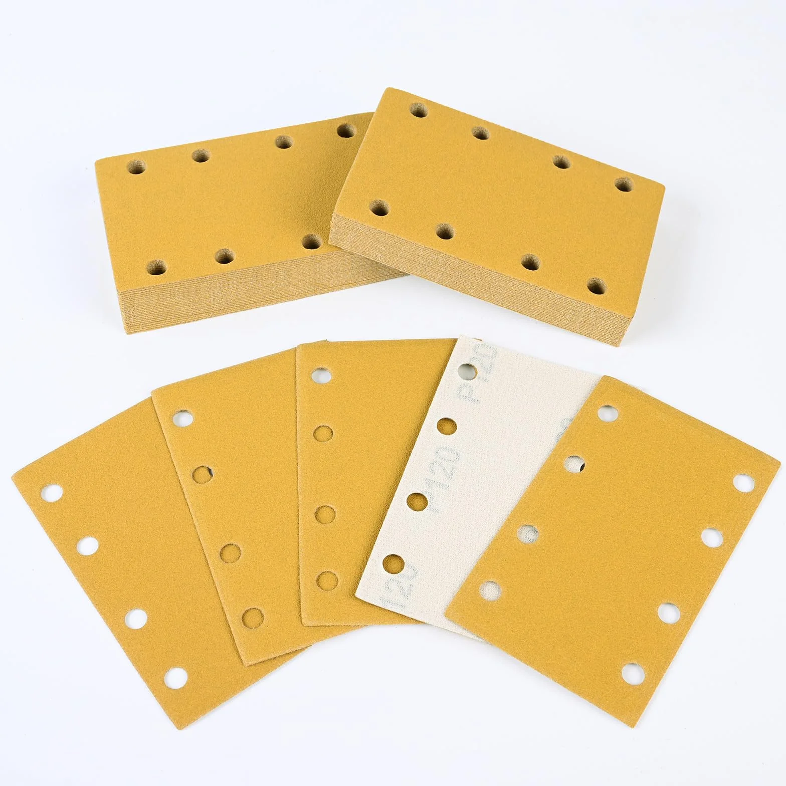 Papel de Lija 80x133mm 8 Agujeros P120 50 Hojas para Lijadora Orbital Madera Metal
