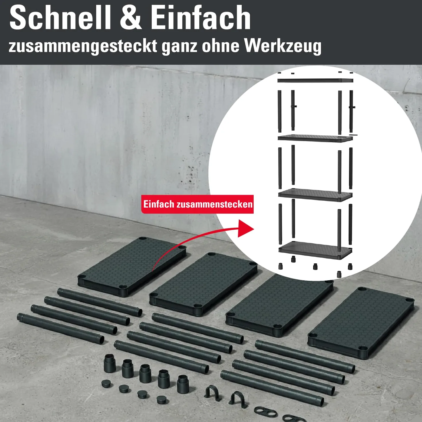Kistenberg Stackaro Solid - Estantería de plástico para taller (58 x 28 x 131,5 cm)