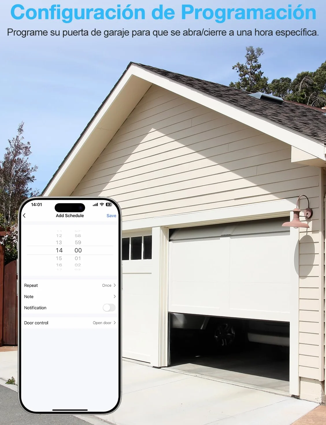 Maxcio Abridor de Puerta de Garaje Inteligente WiFi, Compatible con Alexa/Google Home, Control por Aplicación, control por Voz, compatible con CC y CA, No Requiere Hub, Con Control Remoto