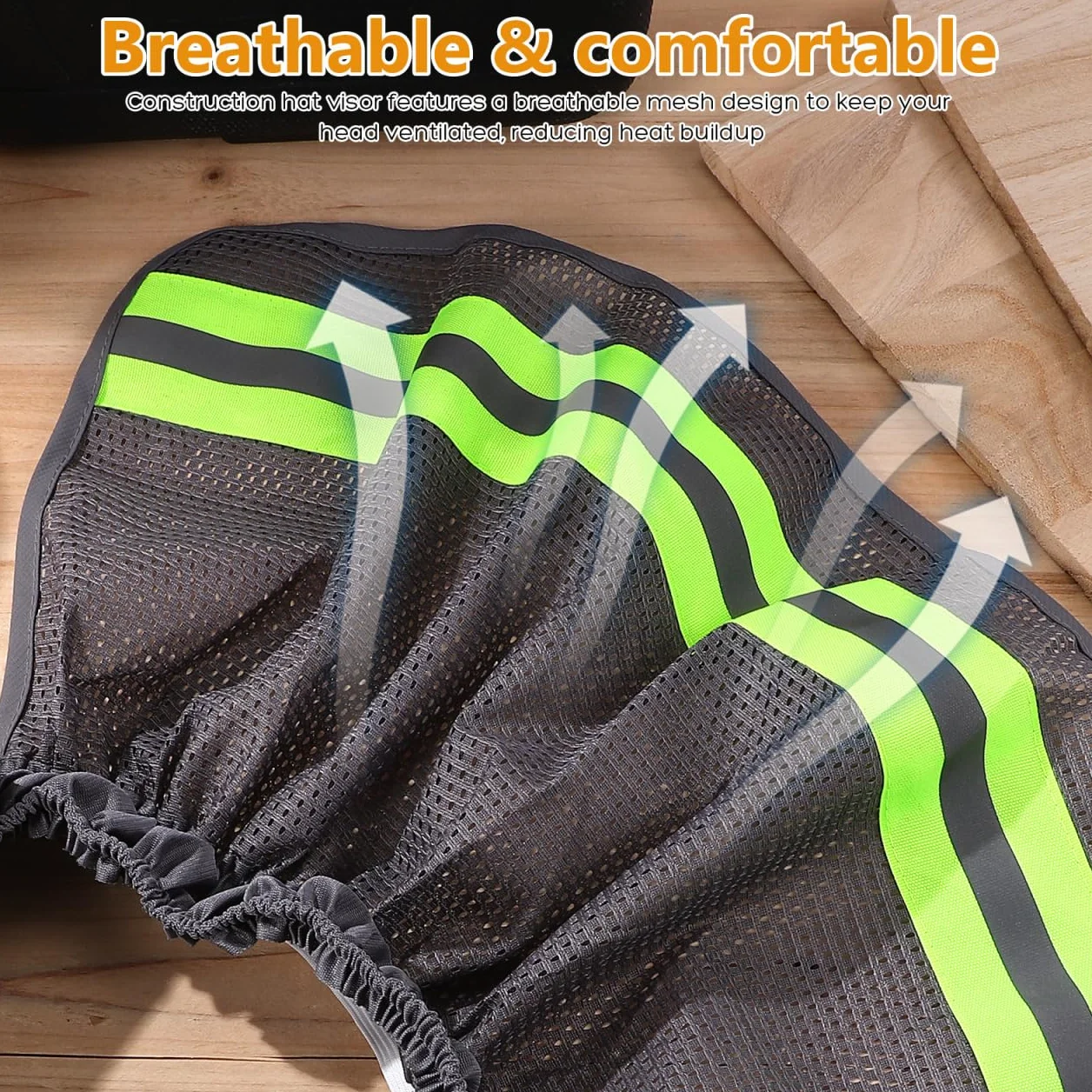DOITOOL Protector Solar para Casco de Obra - Parasol de Seguridad con Visera - Cubre Cuello Sombra Pantalla - Malla de Poliéster Transpirable para Construcción Trabajo al Aire Libre y Jardinería