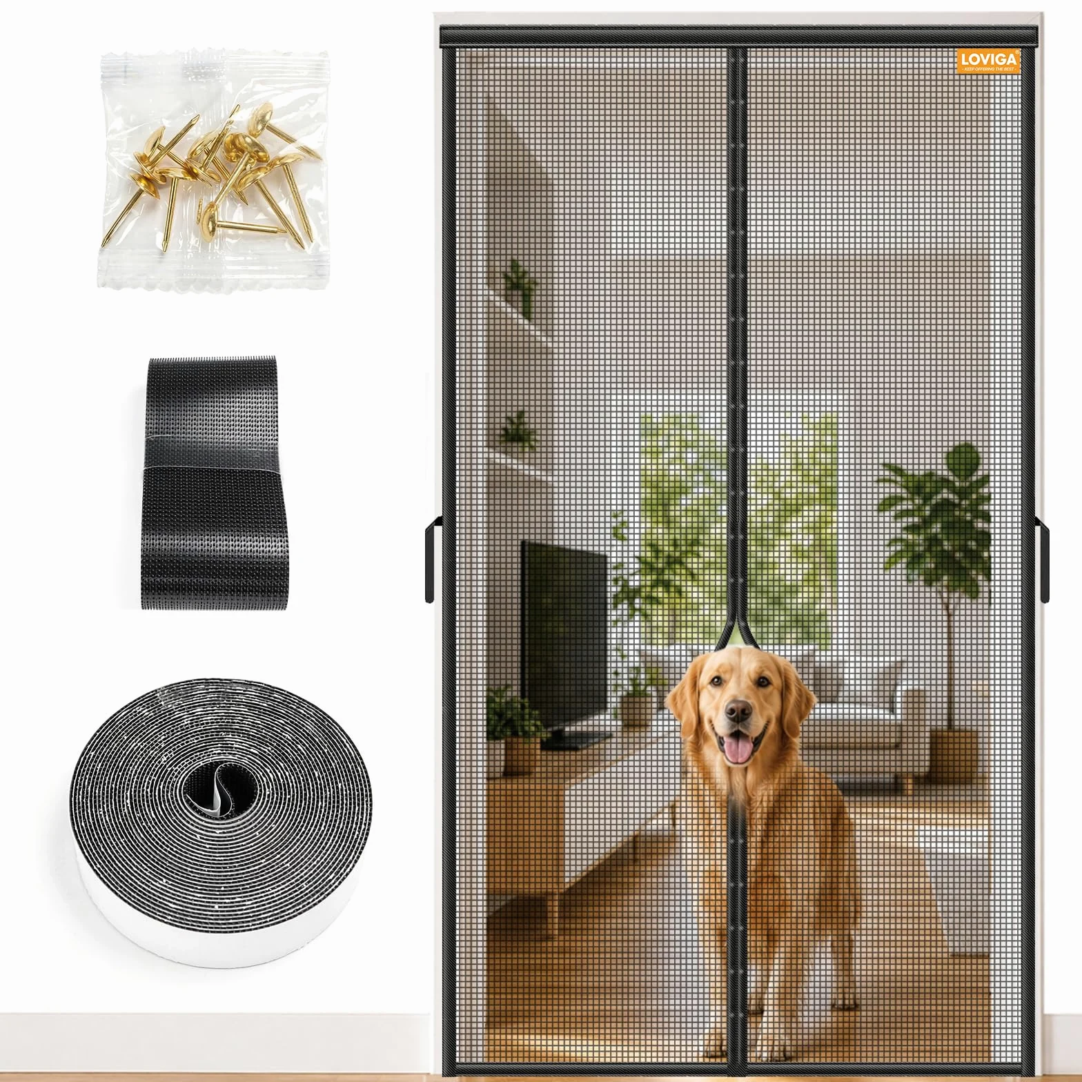 LOVIGA 100x220 cm mosquitera puerta magnetica, mosquitera puerta con 50 imanes, mosquiteras para puertas de fibra de vidrio, cortina mosquitera puerta exterior, mosquitera magnetica